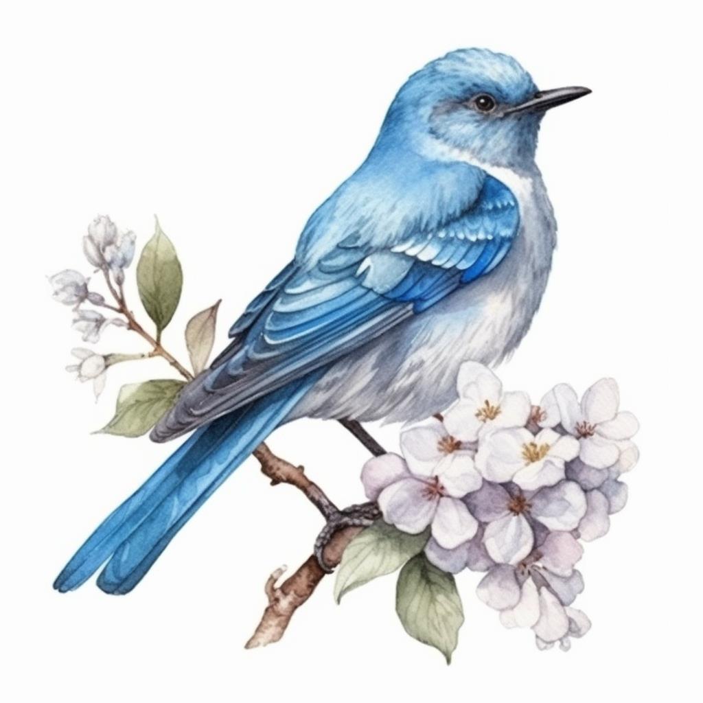 Idaho Mountain Bluebird bird Syringa flower Vinyl Decal Sticker for Car, Laptop