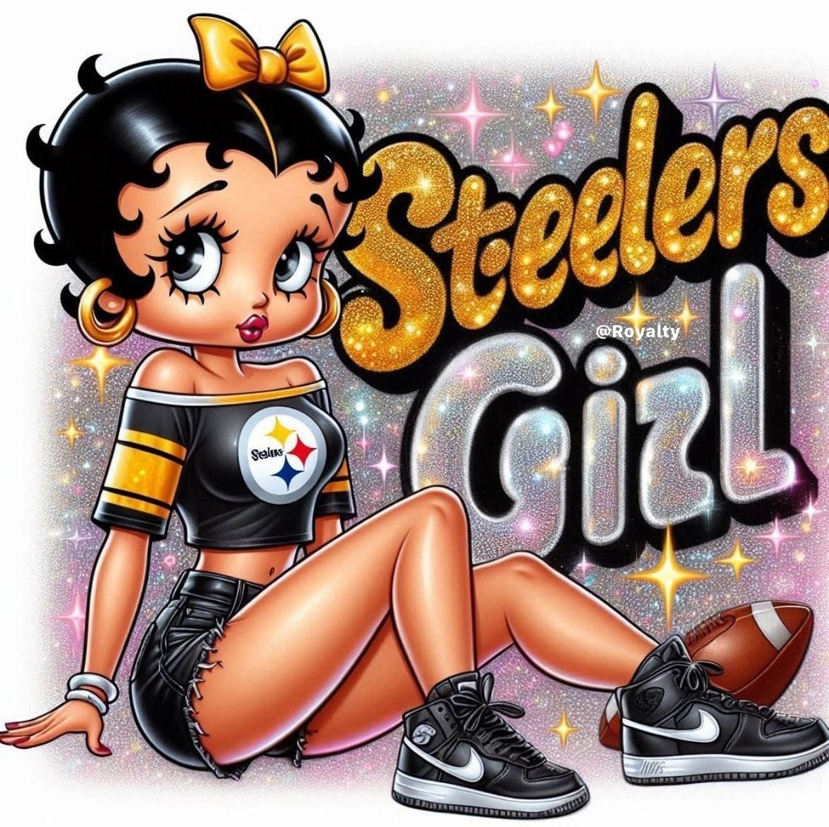 Betty Boop Steeler Girl Sticker Decal Cell Laptops Helmets Hard Hat Tumbler
