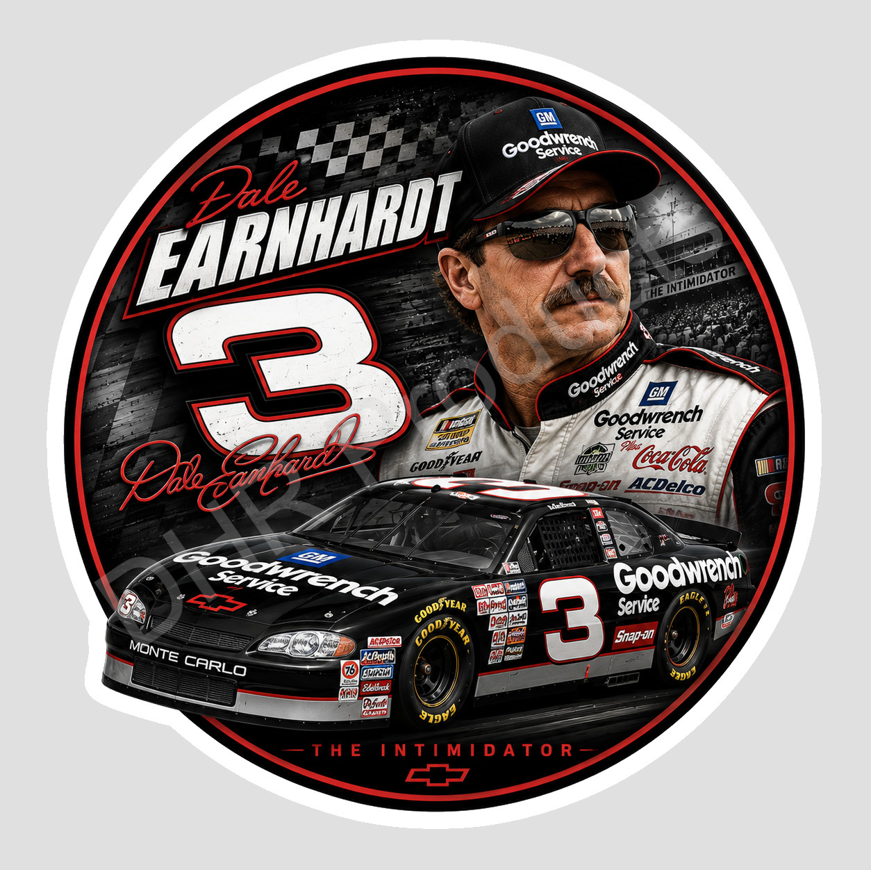 Dale Earnhardt Number 3 Round Logo Vinyl Sticker/Decal NASCAR 09