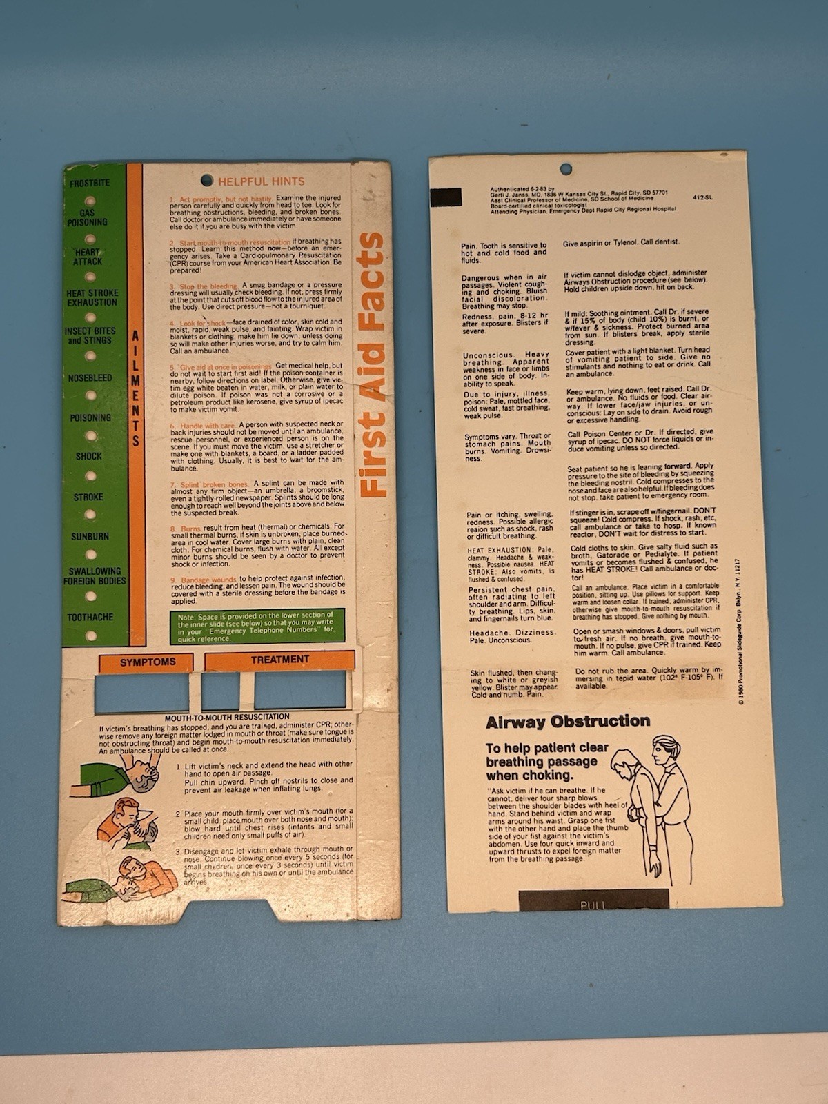 Vintage UPS First Aid Facts Pull Chart Employee Safety Training Card Guide