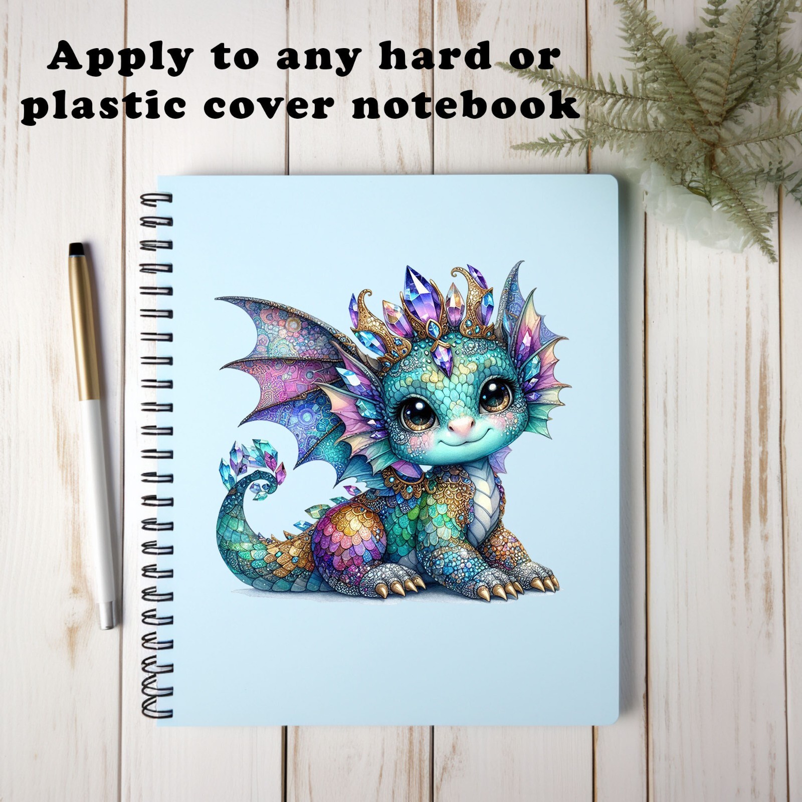 Teal Purple Crystal Patchwork Dragon UV DTF Transparent Sticker / Decal