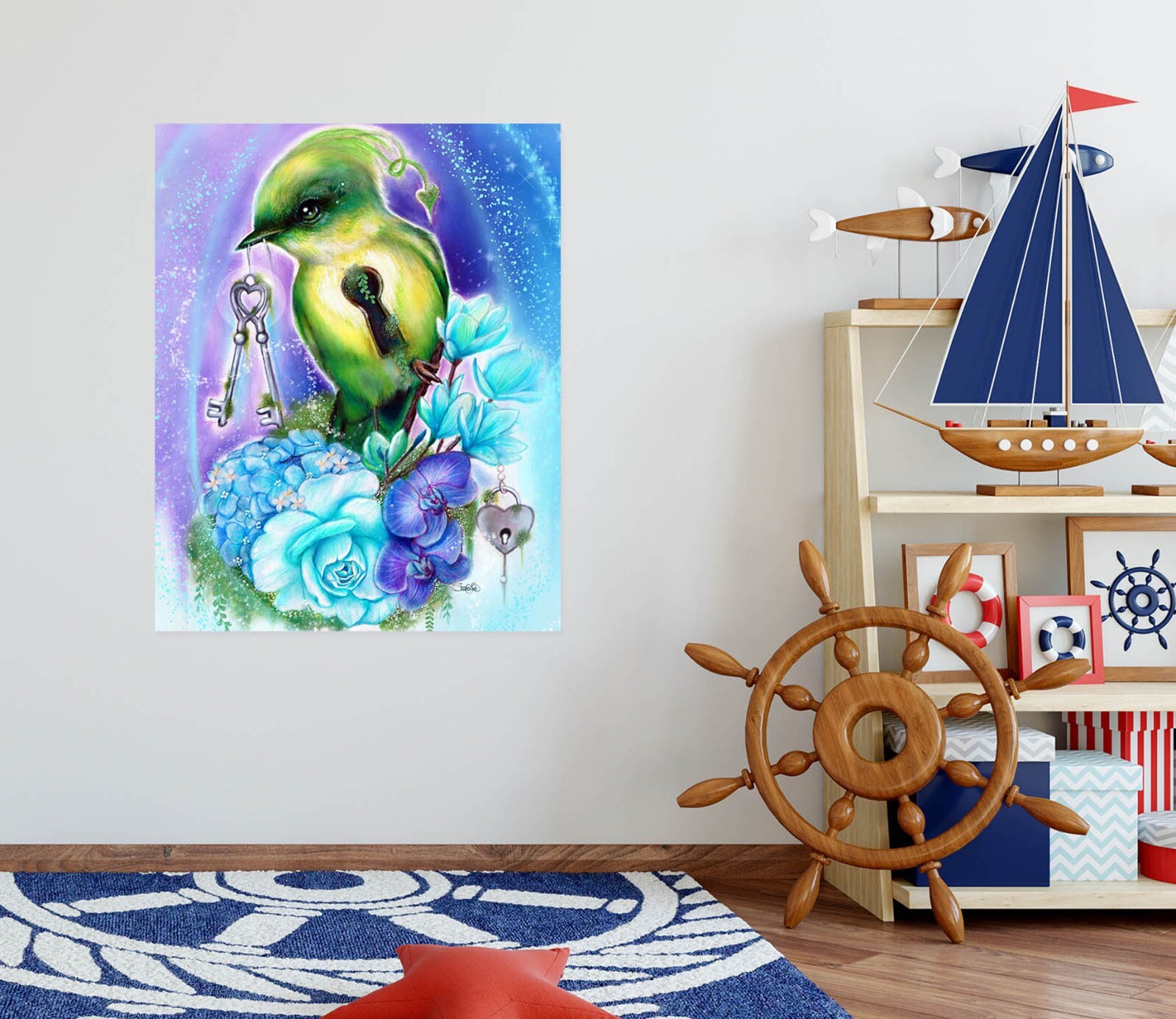 3D Smart Green Bird A2411 Wall Stickers Wall Murals Wallpaper Sheena Pike Vera