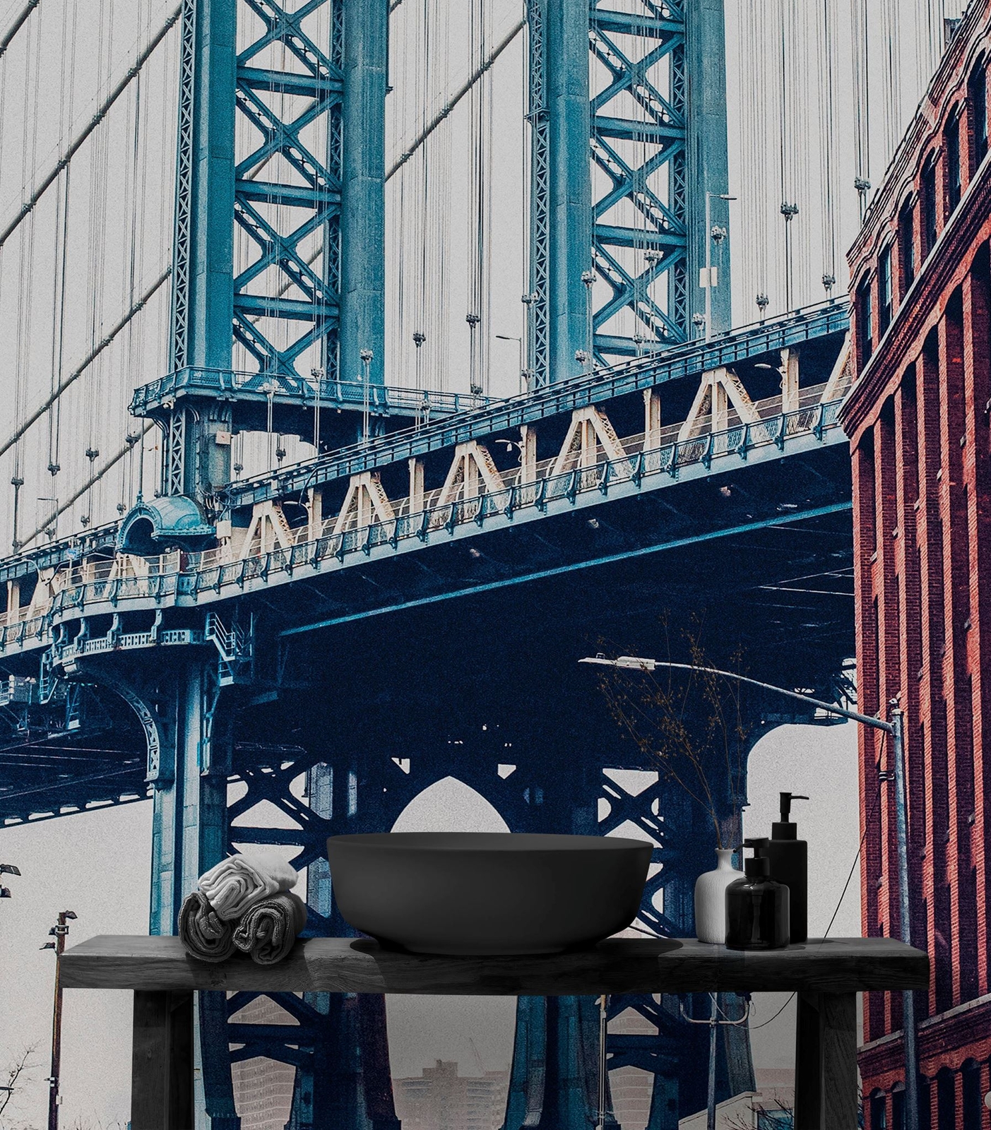 New York City Wall Mural Peel and Stick Wallpaper. Vintage Dumbo NYC. Brooklyn N
