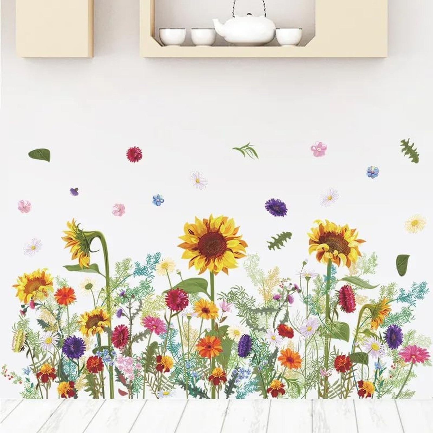 12×36 Inch Set – Floral Wall Decals for Decor, Watercolour Weeds Wildflower W…