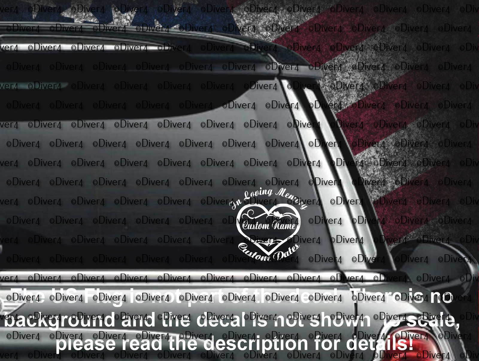 In Loving Memory Heart Memorial Decal USA Made US Seller