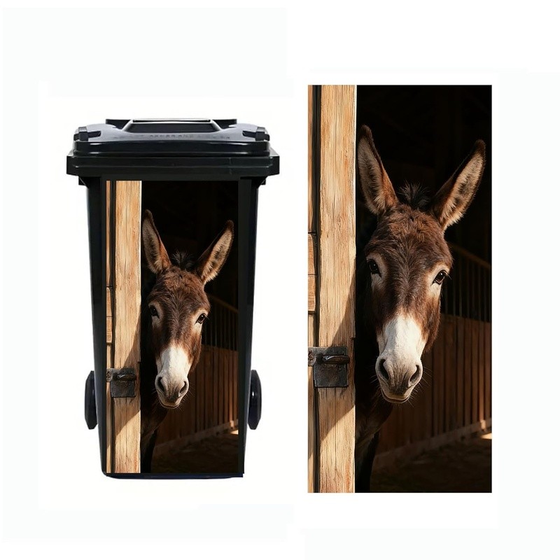 Funny Animal Pattern Trash Can Decal Sticker Large Outdoor Bin DIY Decor New