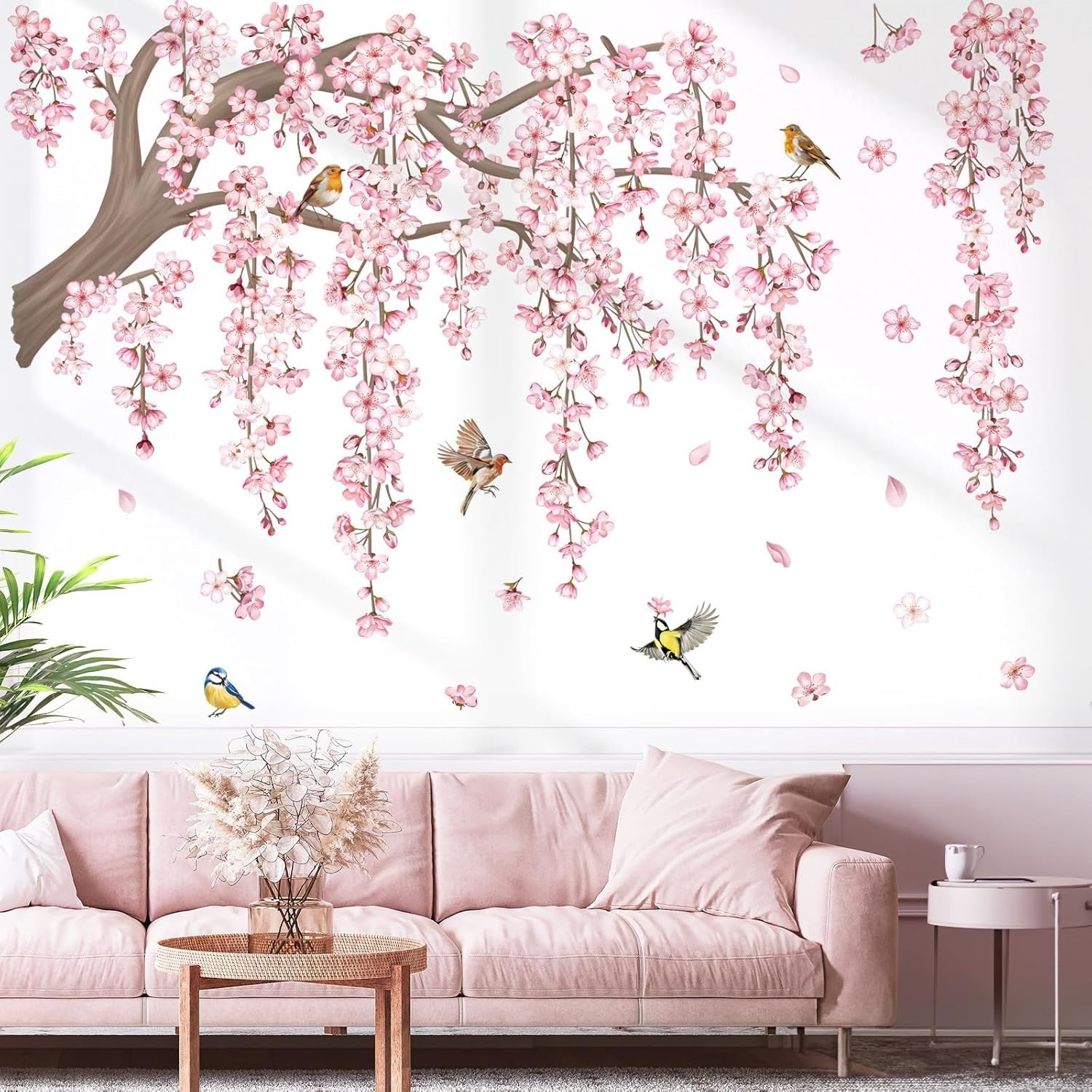 Charming Removable Cherry Blossom Tree Wall Decals for Elegant Home Decor