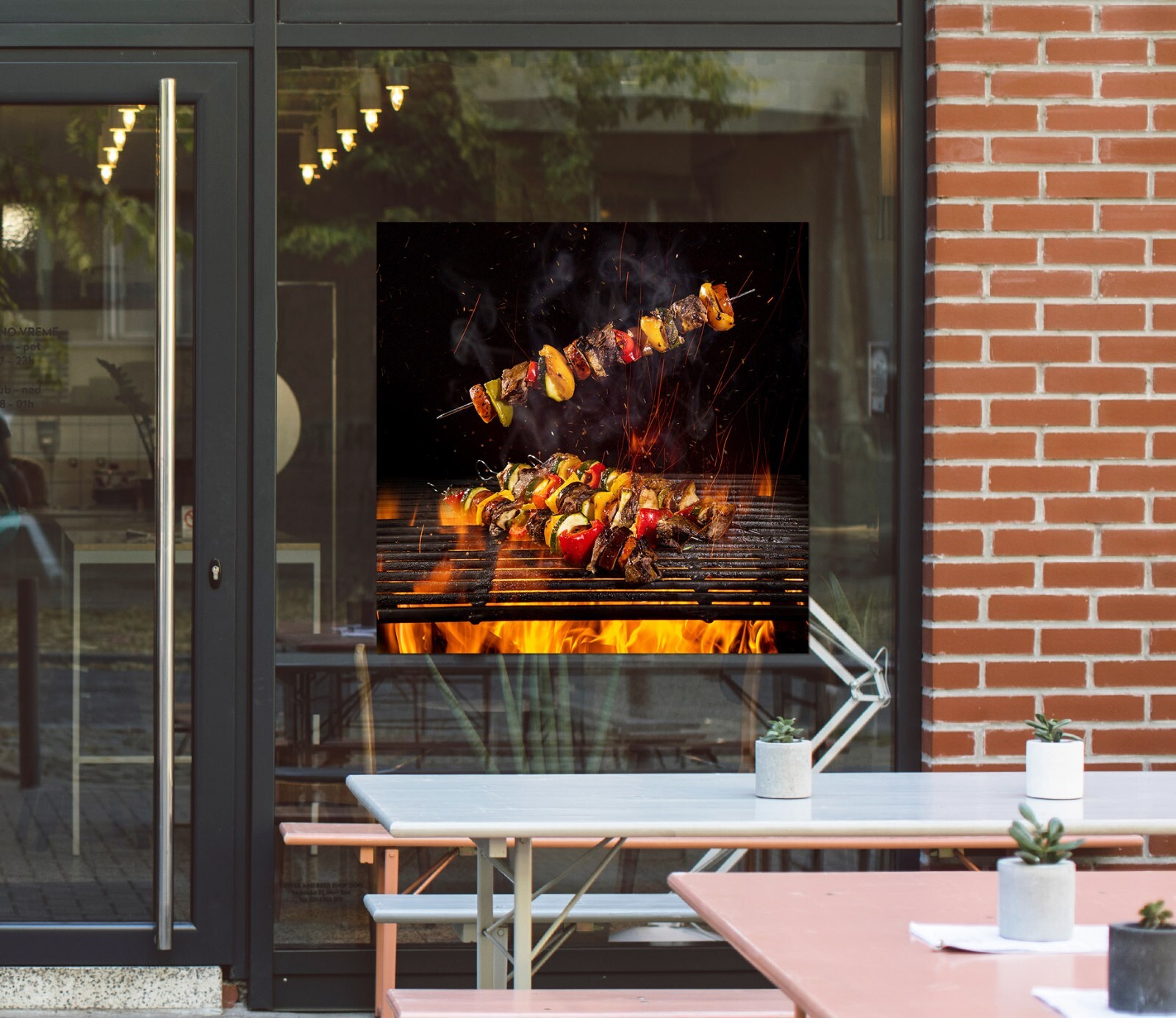 3D Grill Kebab Shop BBQ A1040 Window Stickers Vinyl Wallpaper Wall Murals Amy
