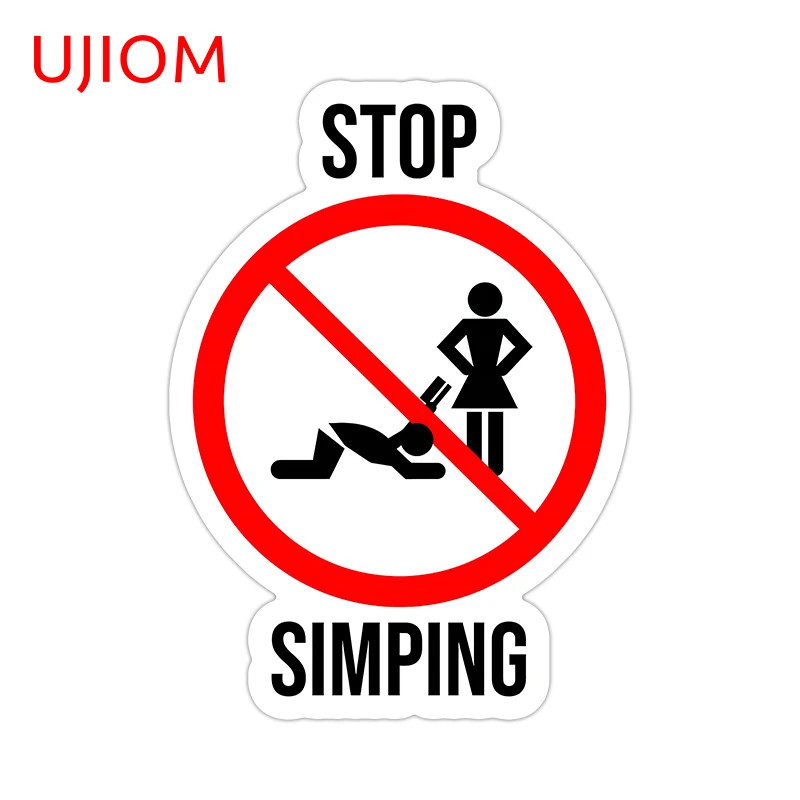 UJIOM Funny Prohibition Sign Wall Sticker Stop Simping Wardrobe Room Accessories