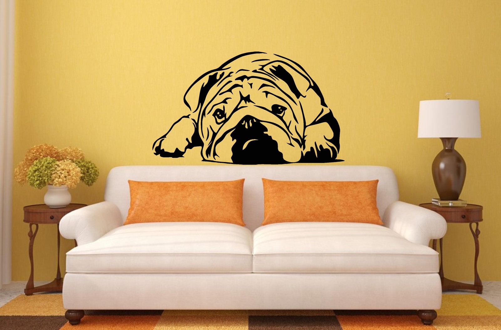 BULLDOG Lying Down Wall Art Stickers, Decals – fun & unique, great for any room