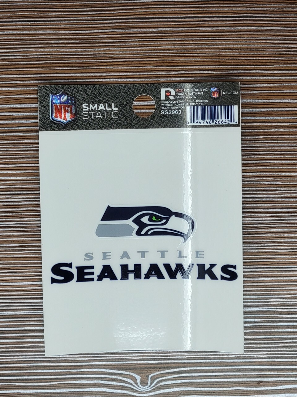 Seattle Seahawks Small Static-Cling Window Decal Sticker – Approx 3″ x 4″