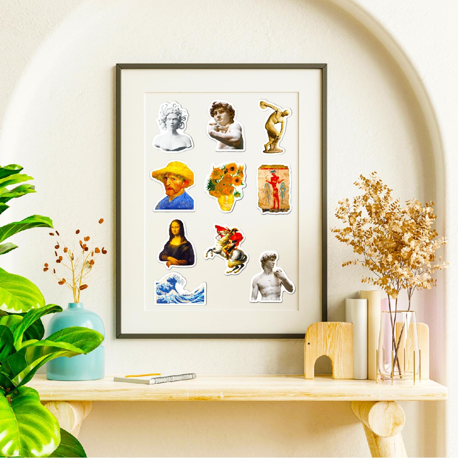 Retro Famous Art Painting Stickers Pack, 100 Pcs Vinyl Oil