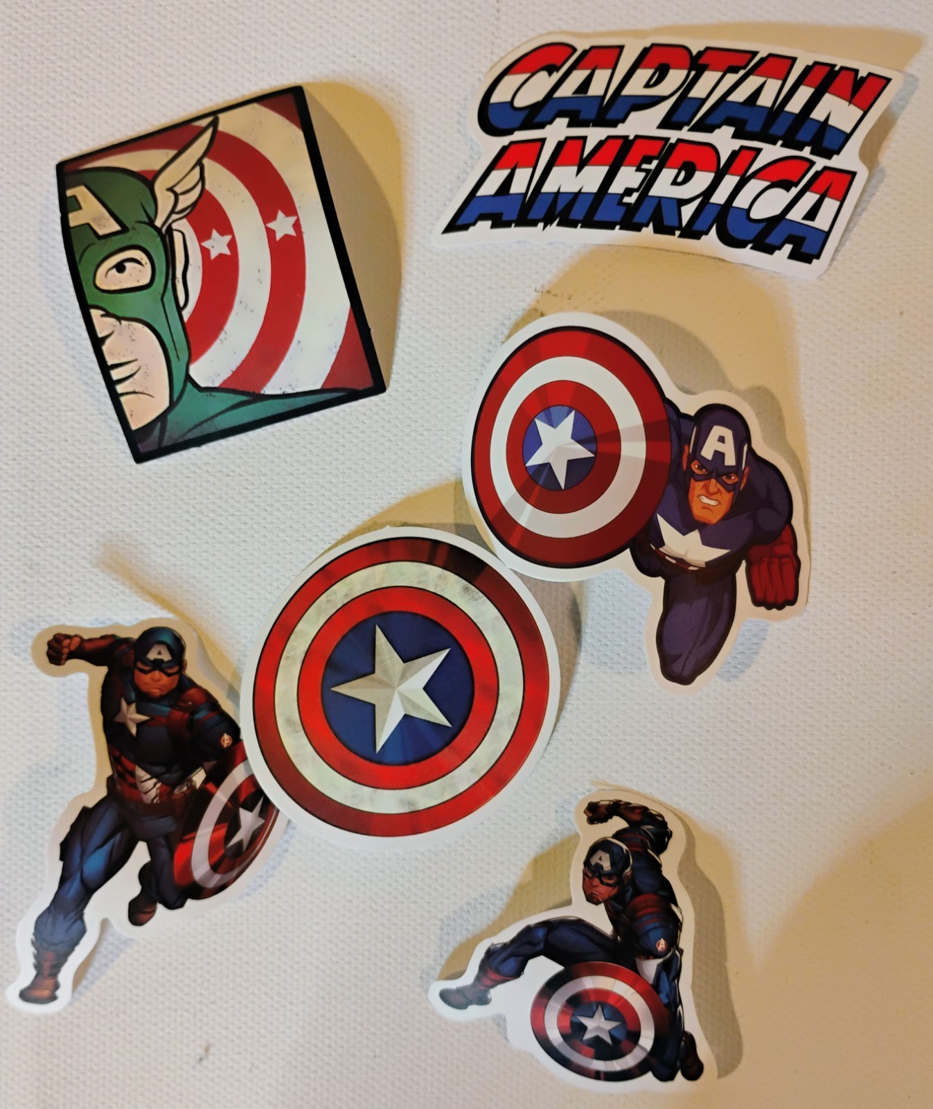 6 Custom Captain America Vinyl Stickers 2″
