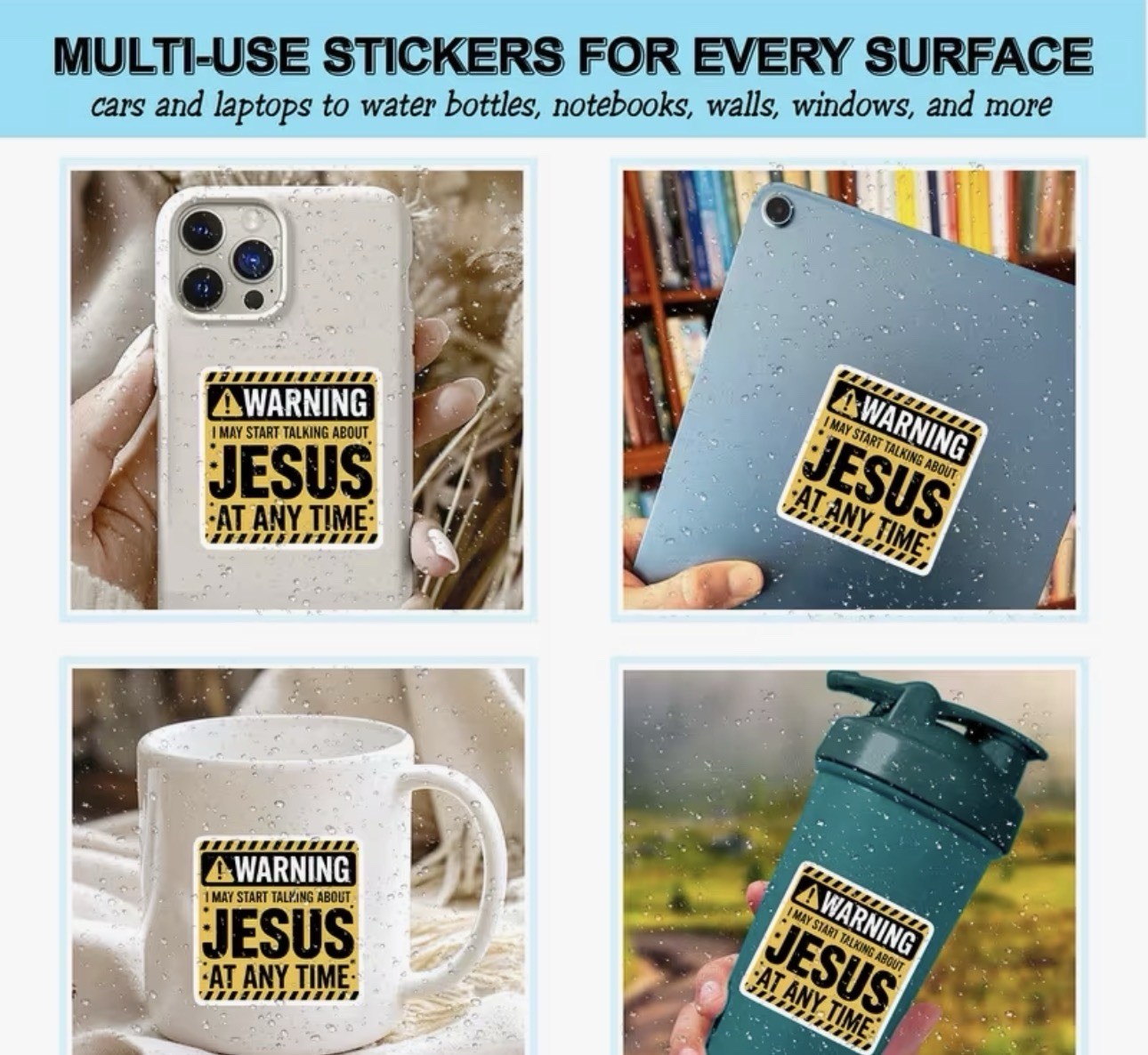WARNING TALK ABOUT JESUS 2” VINYL DECAL DIECUT STICKER GOD CHRISTIAN FAITH 1PC