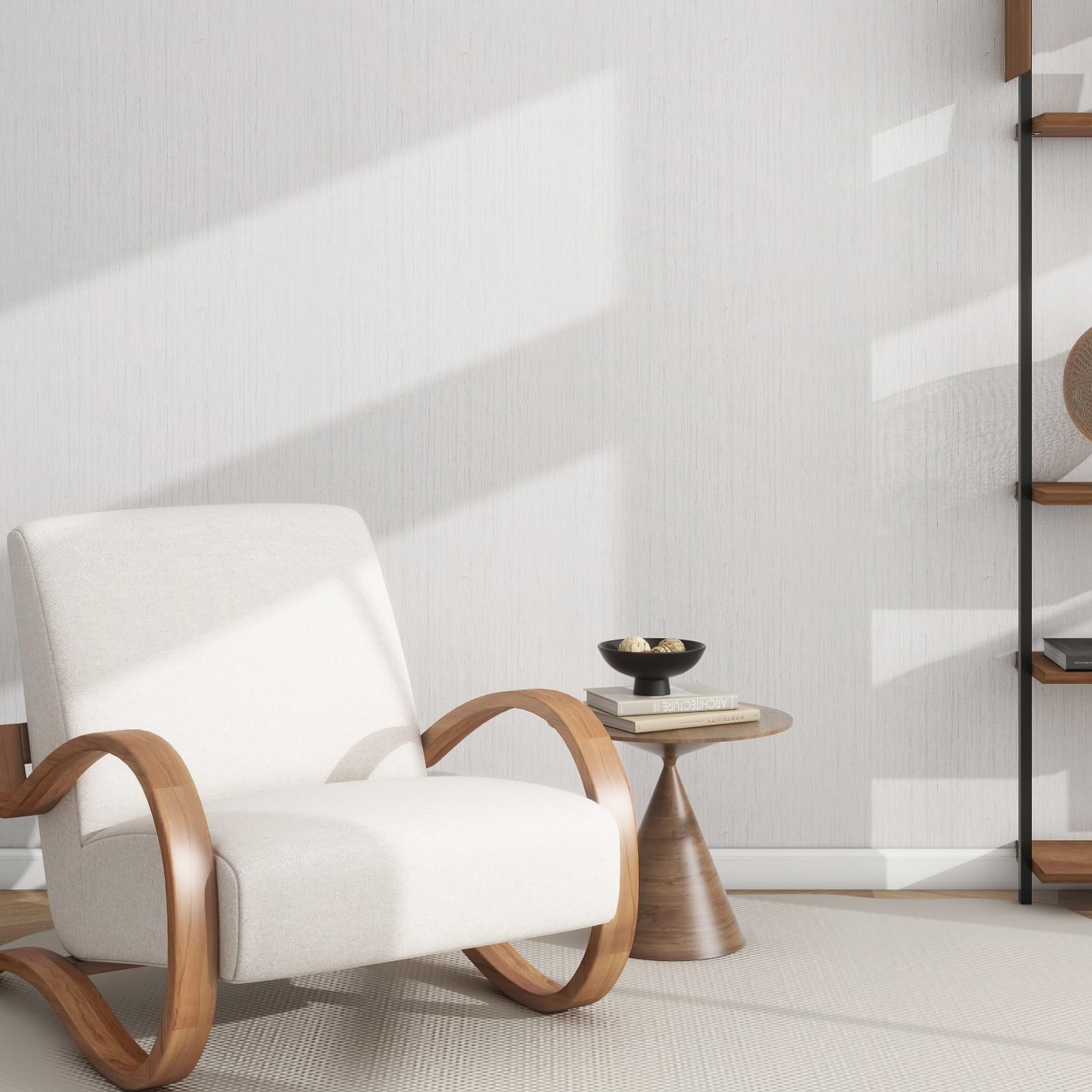 Grasscloth Textured Wallpaper White Gray Linen Thick 24″ X 394″ Fabric Contac…