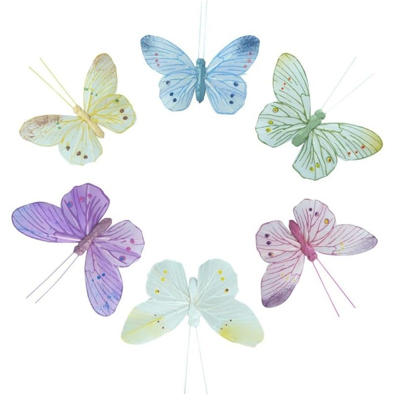 3D Handcrafted Feather Butterflies Decorative Wall Stickers Home Decor Set of 12