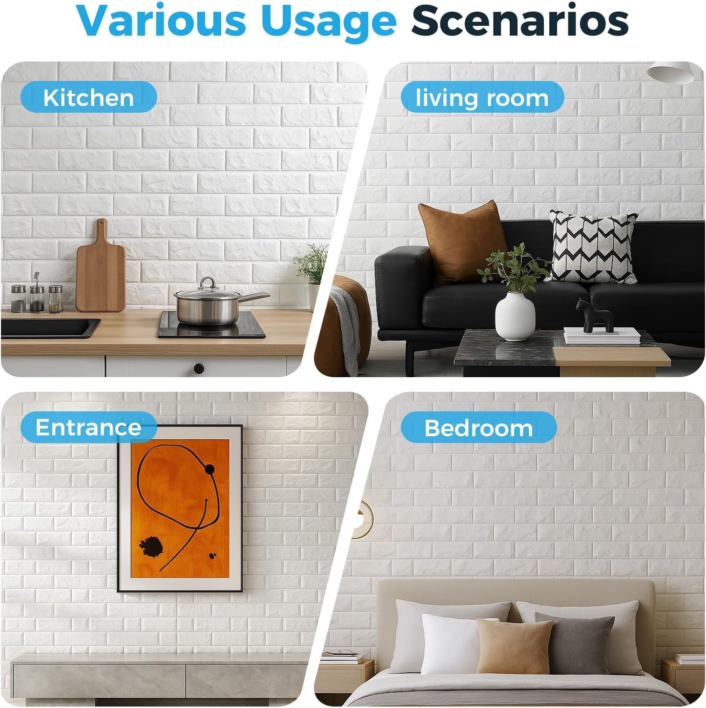 20 Pcs 3D Faux Brick Peel and Stick Wall Panels – Waterproof & Easy to Install