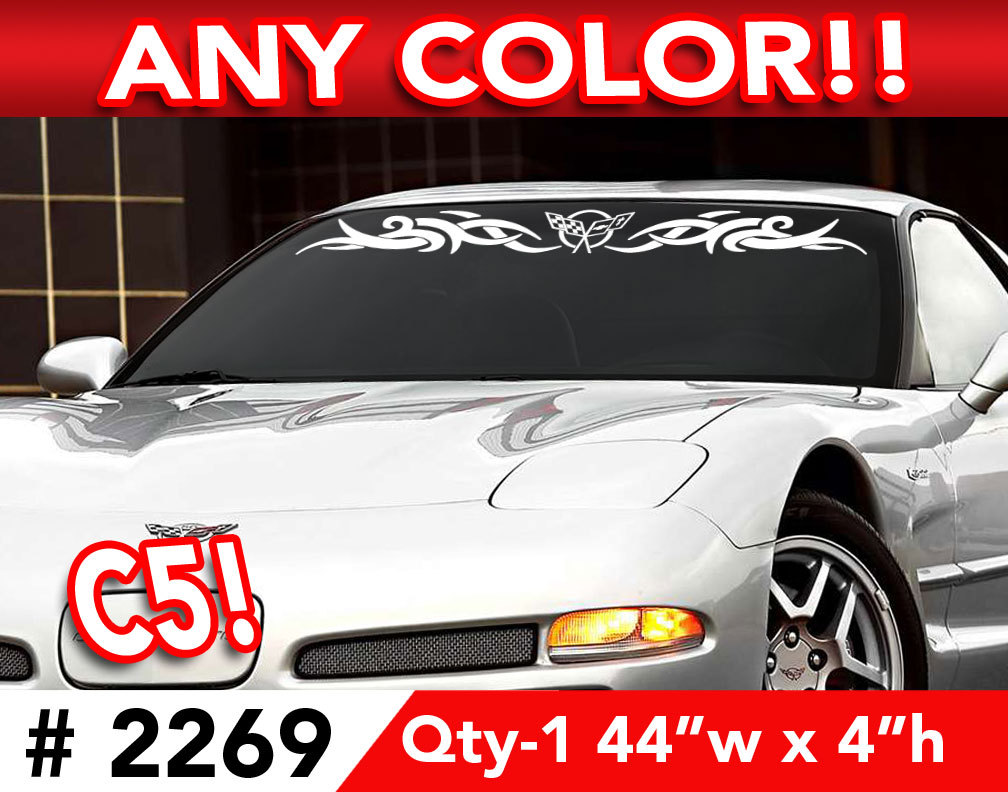 C5 CORVETTE TRIBAL WINDSHIELD DECAL STICKER 44″w x4″h Any 1 Color