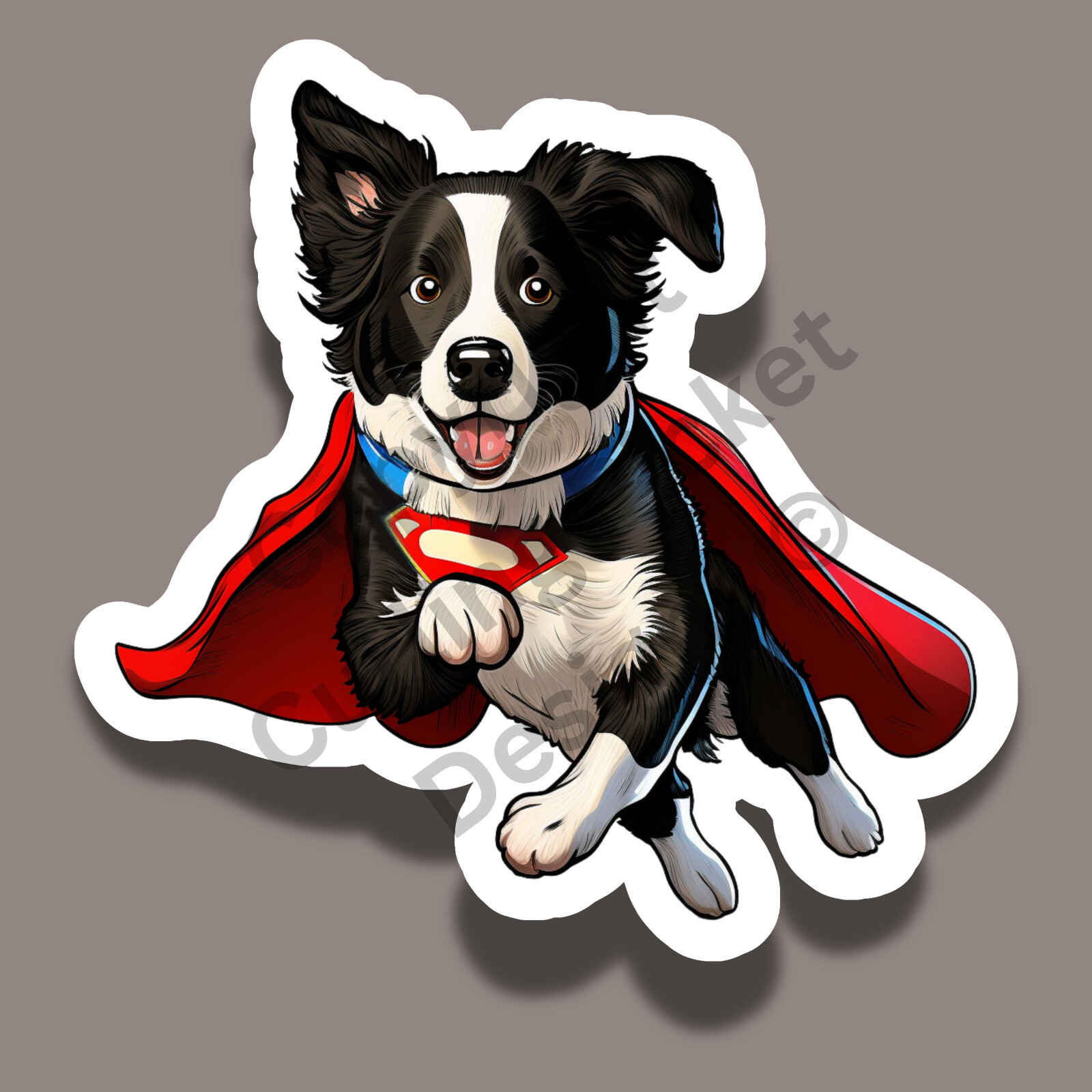 Border Collie Superhero Hero Guardian Rescue Comic Dog 5″ Vinyl Sticker