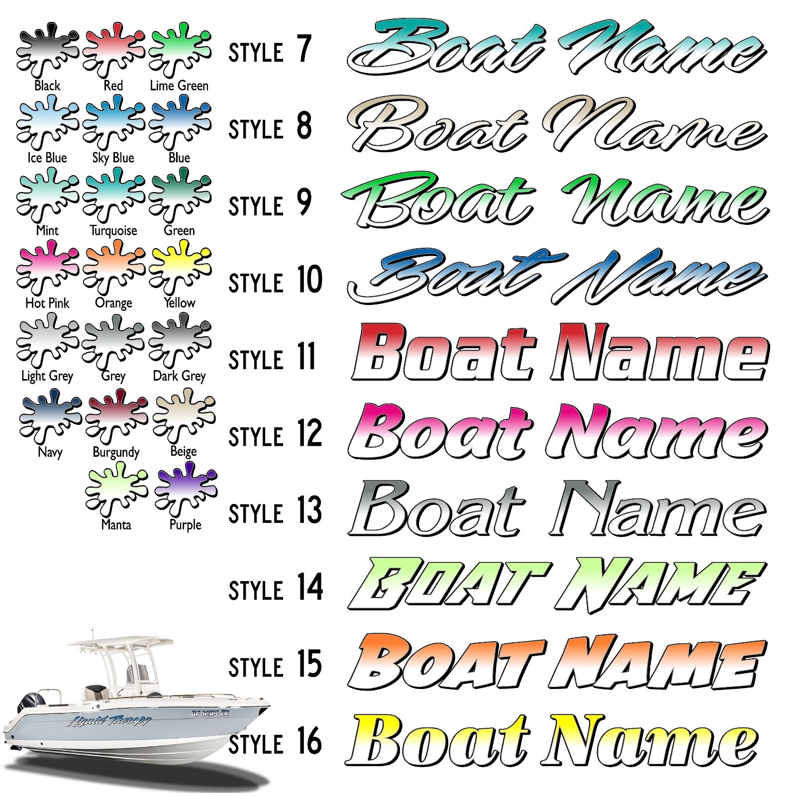 Boat Name Decal 2×12″ / Custom Hull Graphic / Premium Marine Vinyl Lettering GR