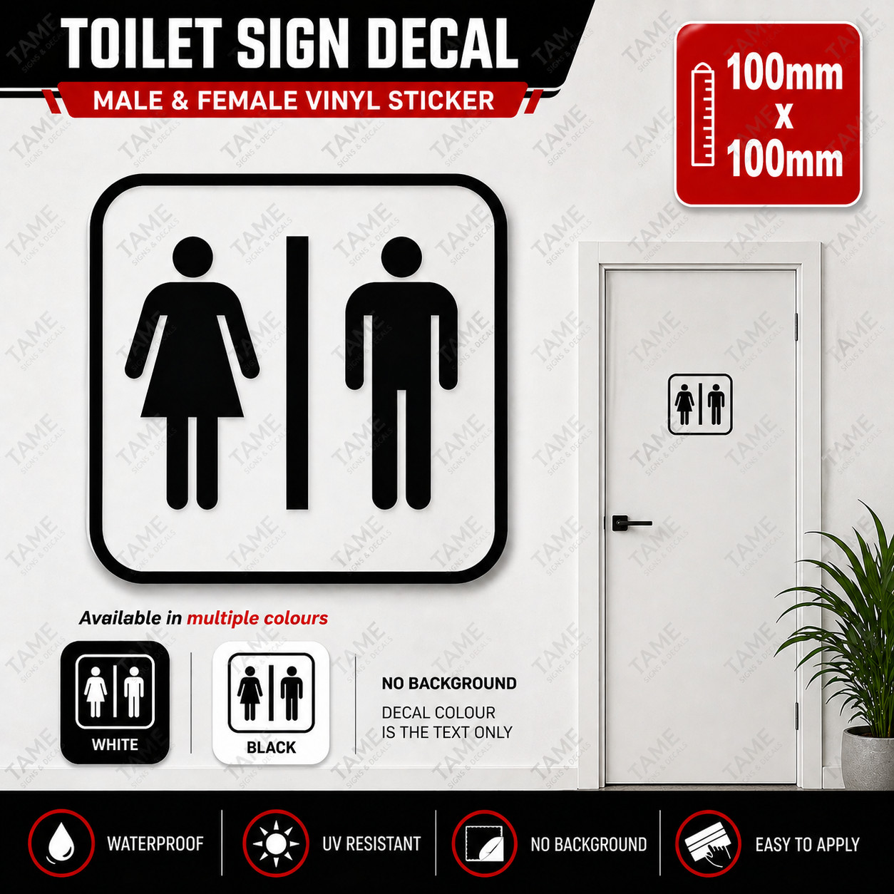 Toilet Sign Sticker Decal Men Women WC Bathroom Door Vinyl No Background