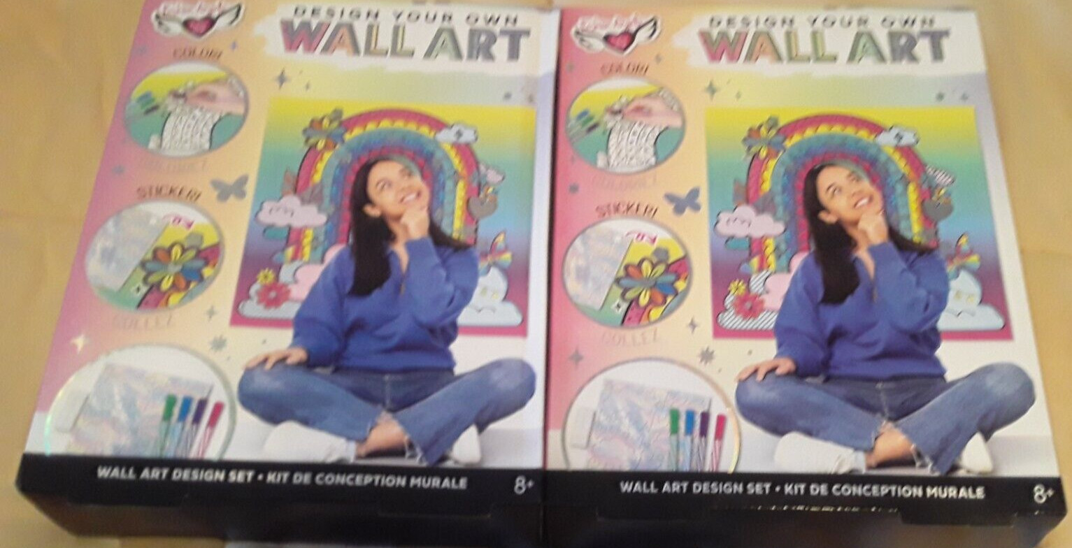 Fashion Angels Design Your Own Wall Art Craft Set Lot of 2 Rainbow 26″ x 25.5″