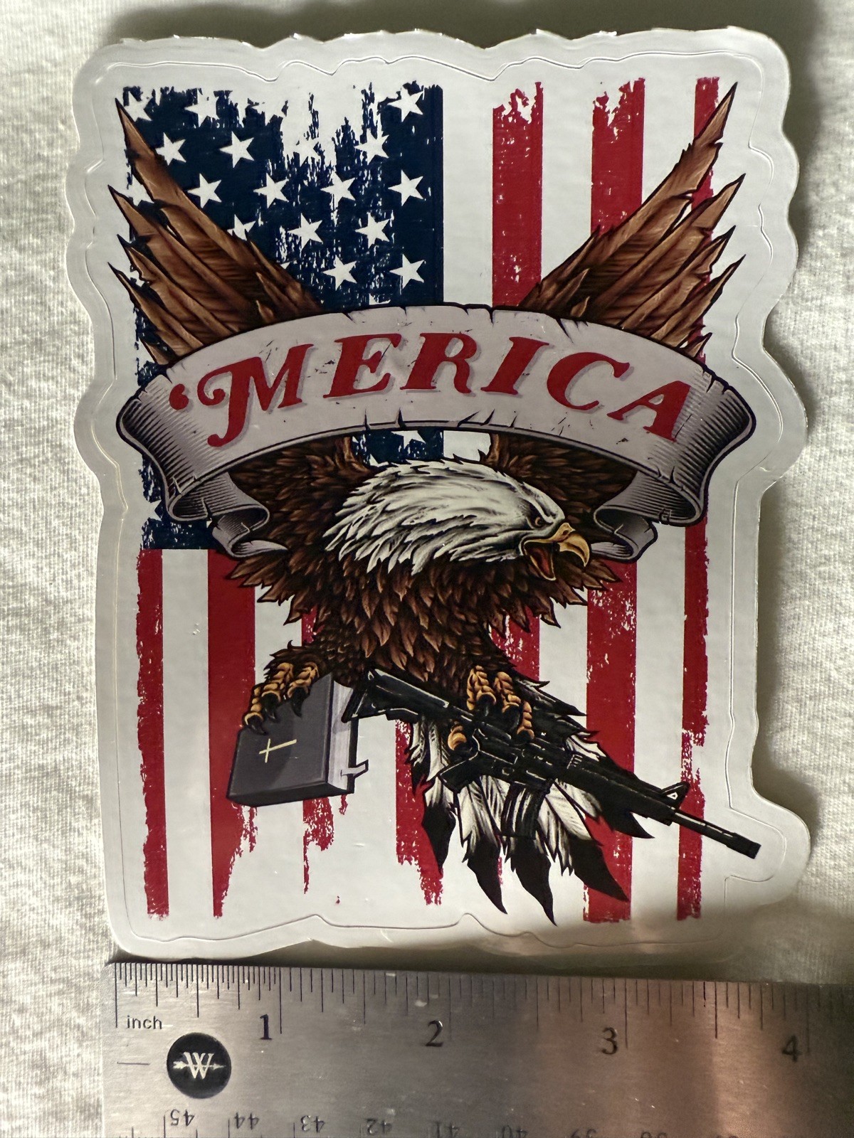 Merica sticker vinyl decal in God guns American flag cross American Eagle