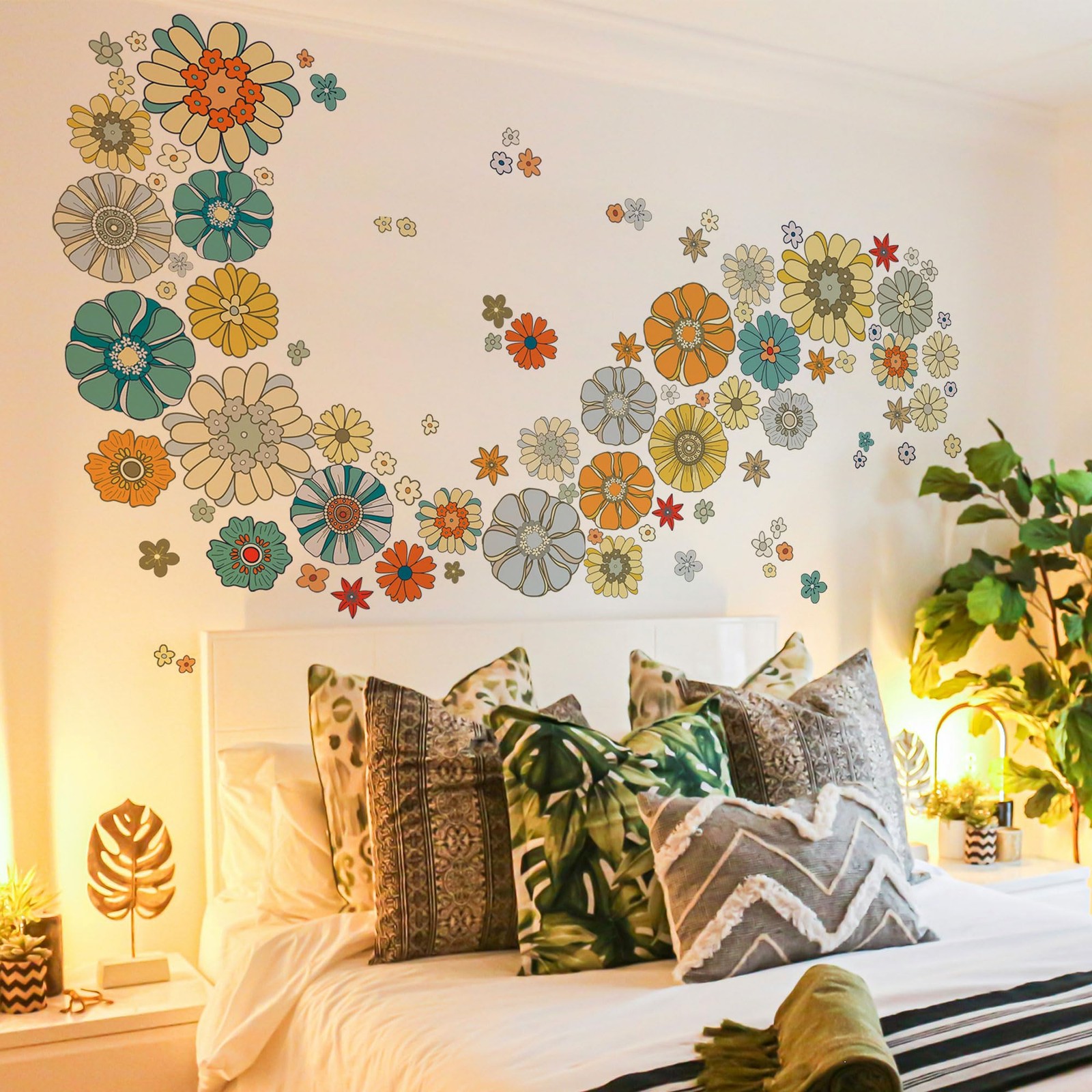 Boho Flower Wall Decal – Floral Decor Stickers,Peel and Stick Bohemian Style …
