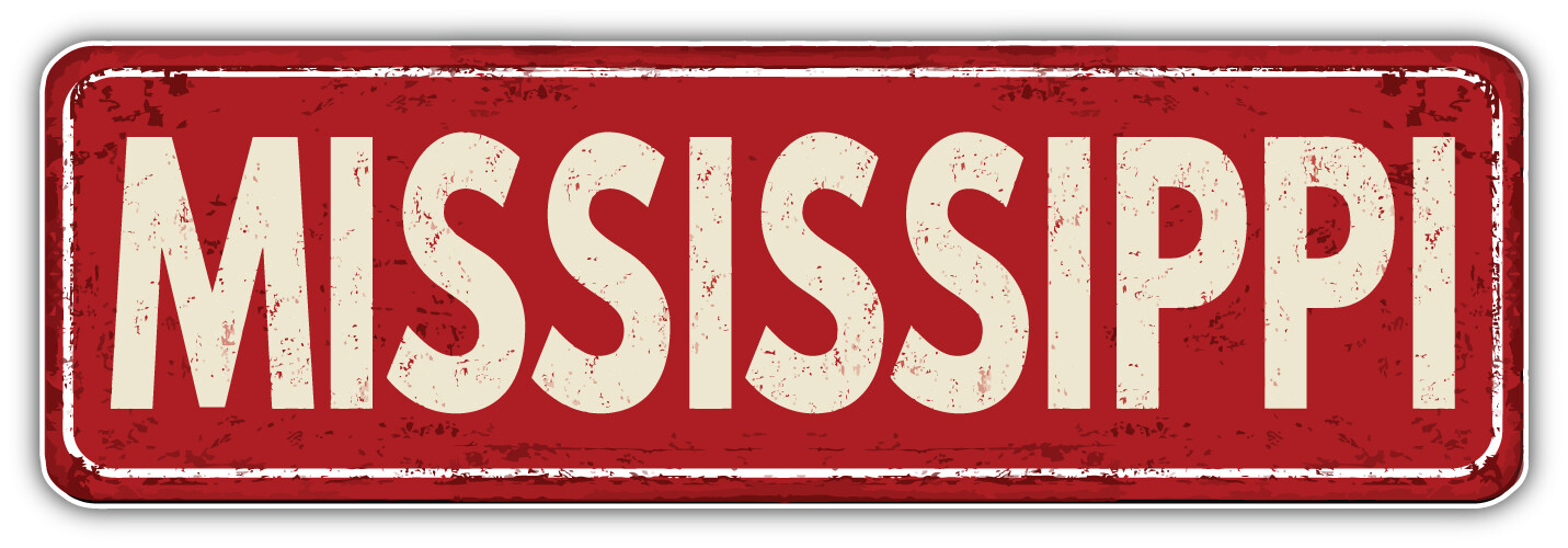 Mississippi USA State Grunge Retro Red Emblem Car Bumper Sticker Decal ”SIZES”