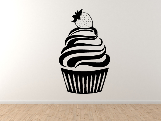 Cute Cupcake #3 – Strawberry Whipped Ice Cream Topping Sweet- Vinyl Wall Decal