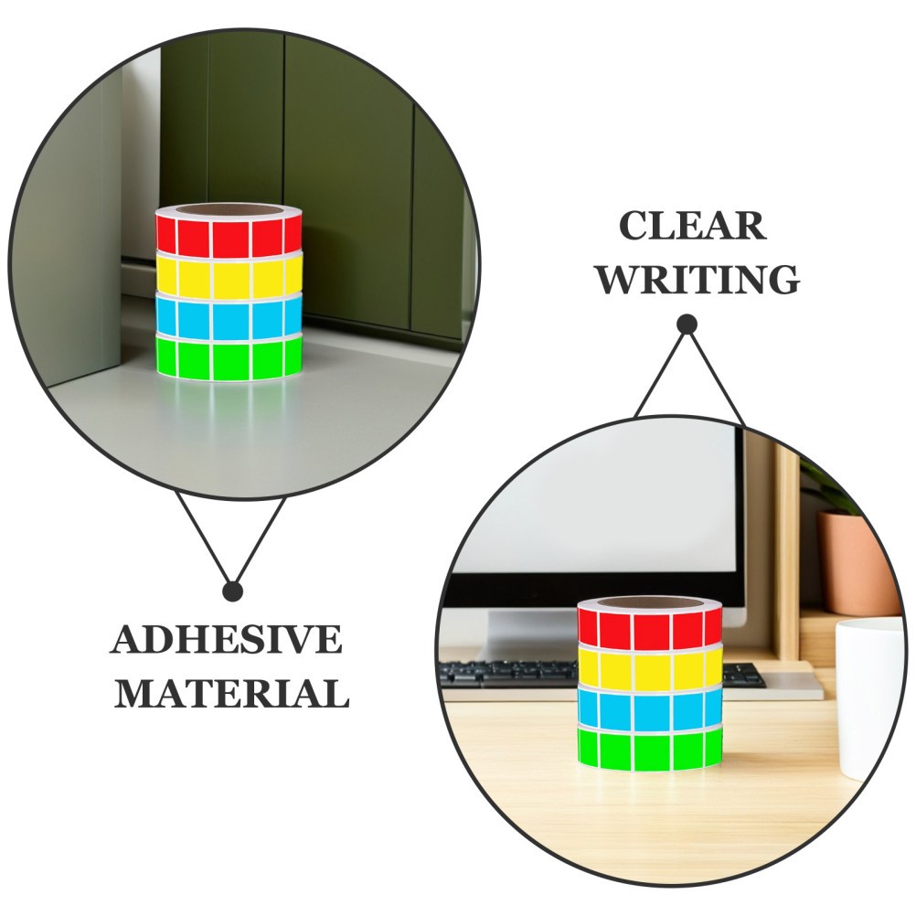4 Rolls Colored Self Adhesive Labels: 1 X 1 Inch Removable Square Color Coding