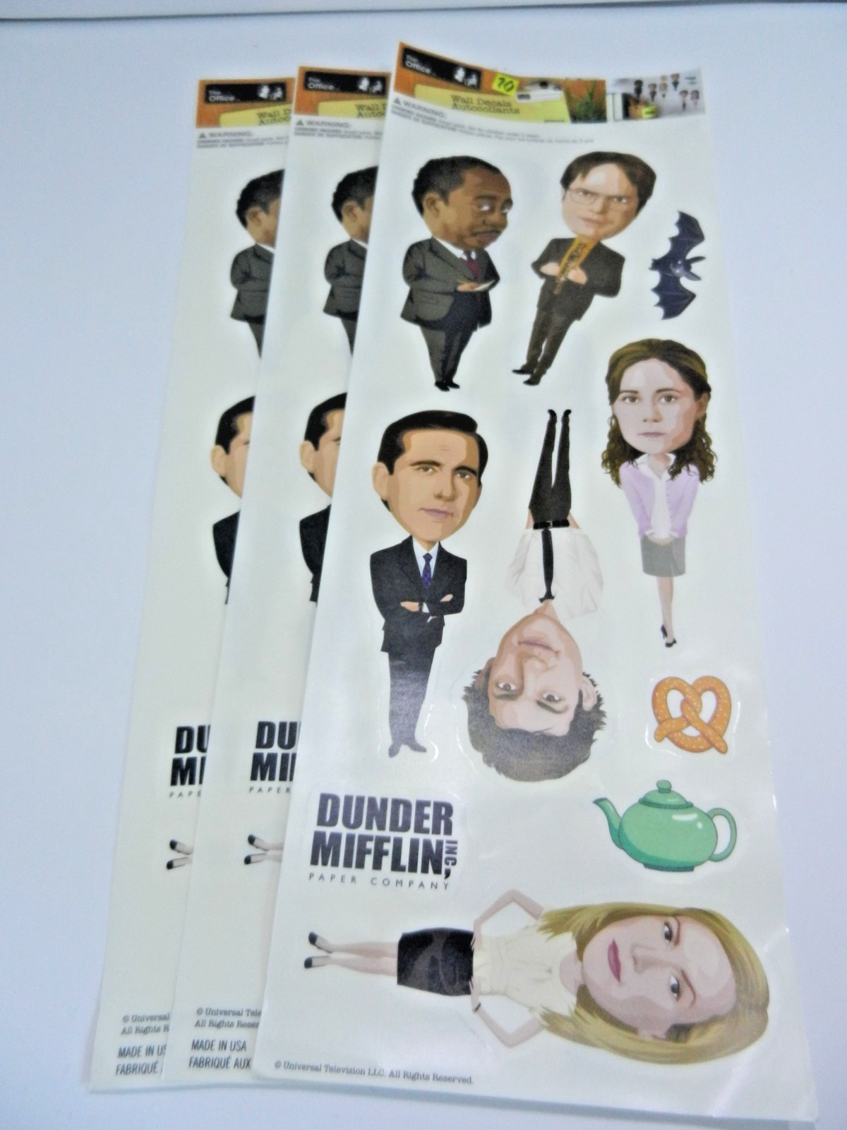 LOT OF 3 The Office Michael Scott Dunder Mifflin Dwight Stickers Wall Decals
