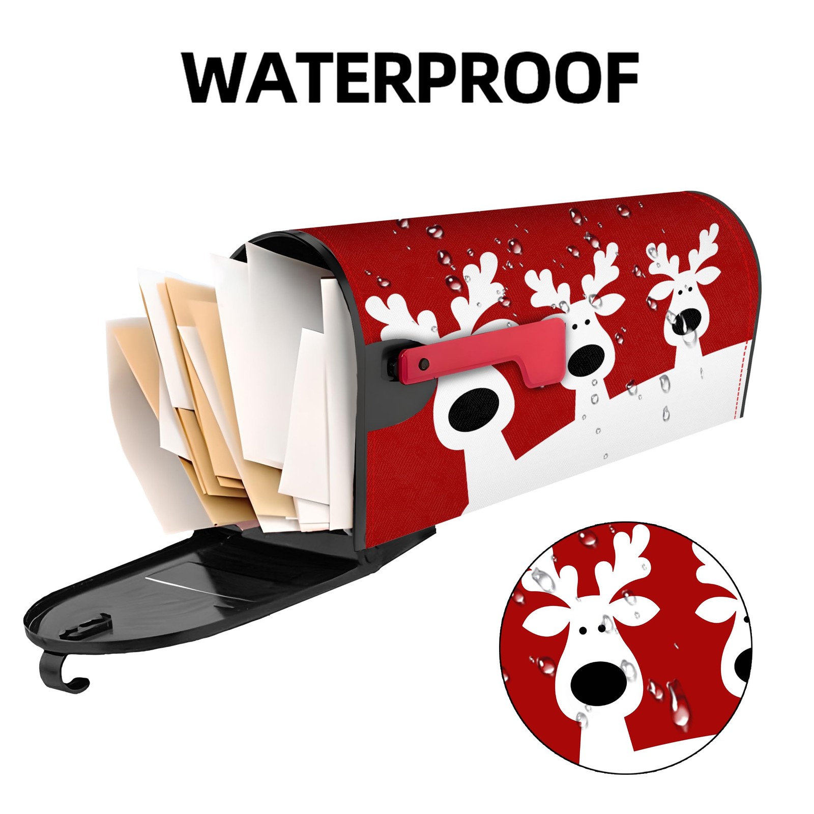Merry Christmas Elk Mailbox Cover 21×18 inch, Cover-01