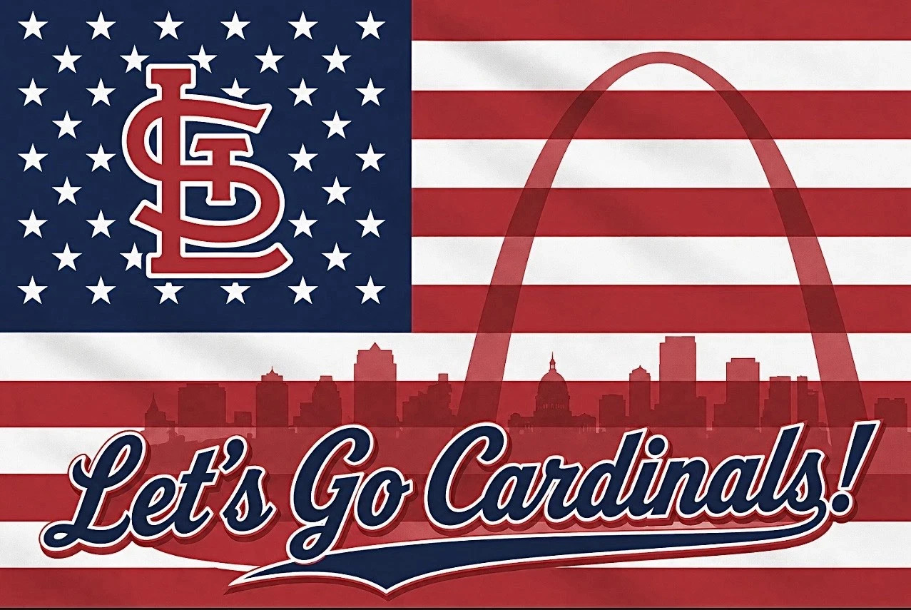 St Louis Cardinals Stars & Stripes Sticker *NEW* Measures 5″ x 3.5″