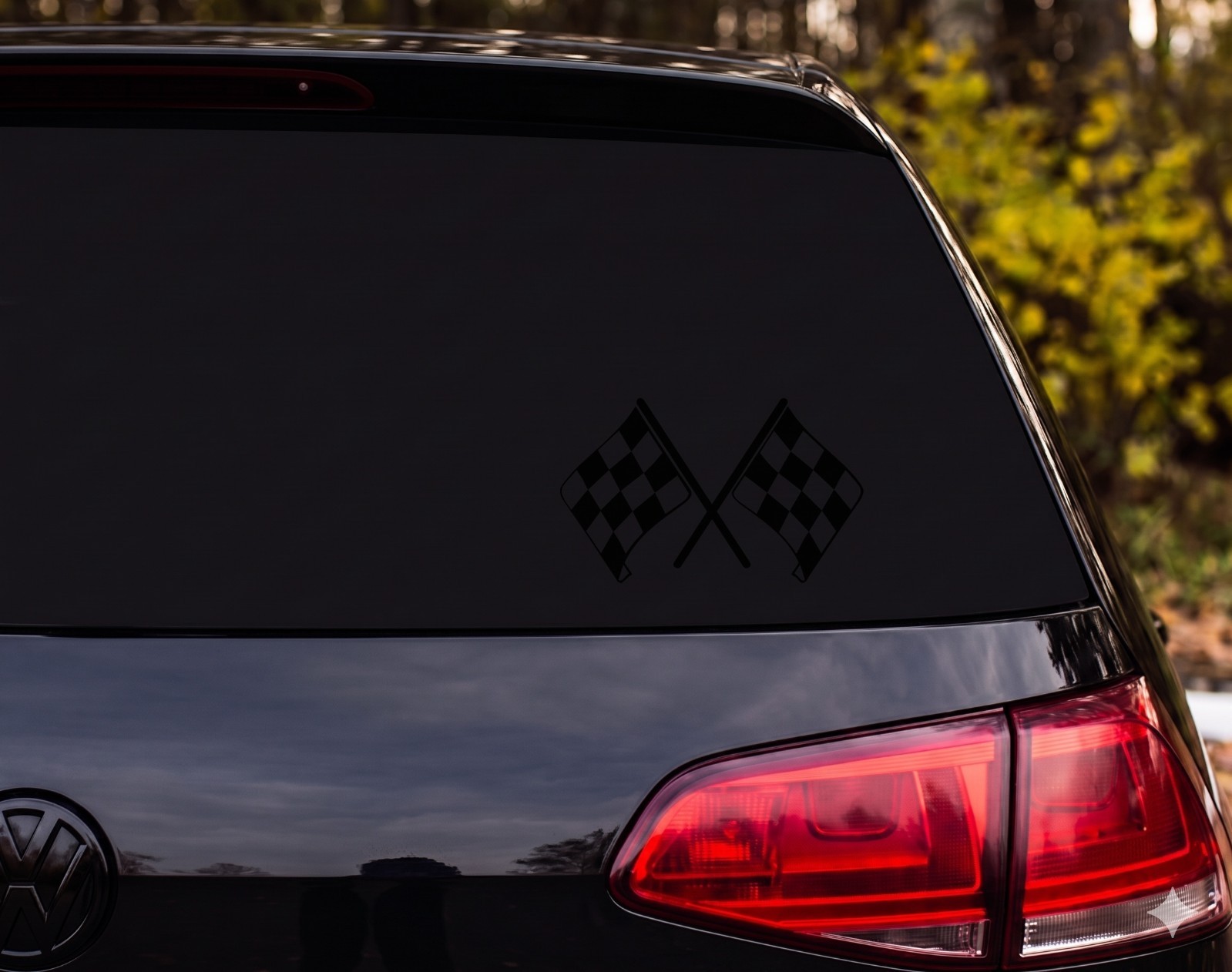 Crossed Checkered Racing Flags Vinyl Decal Sticker Car Window | Racing Fan Gift