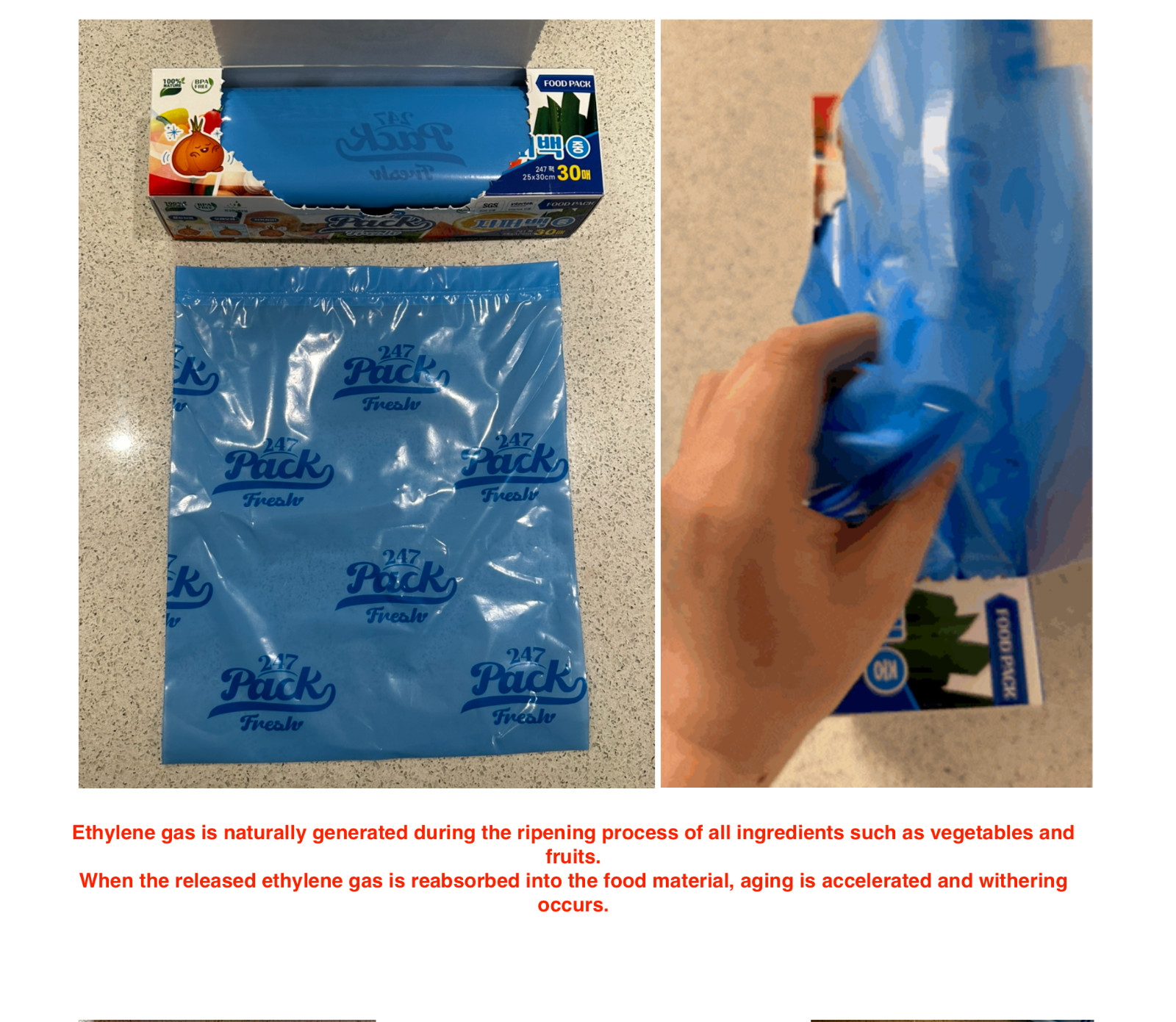 247 Blue Pack Zipper Bag Fresh 30 Sheets Meal Kit Vegan Eco-Friendly Plastic Bag