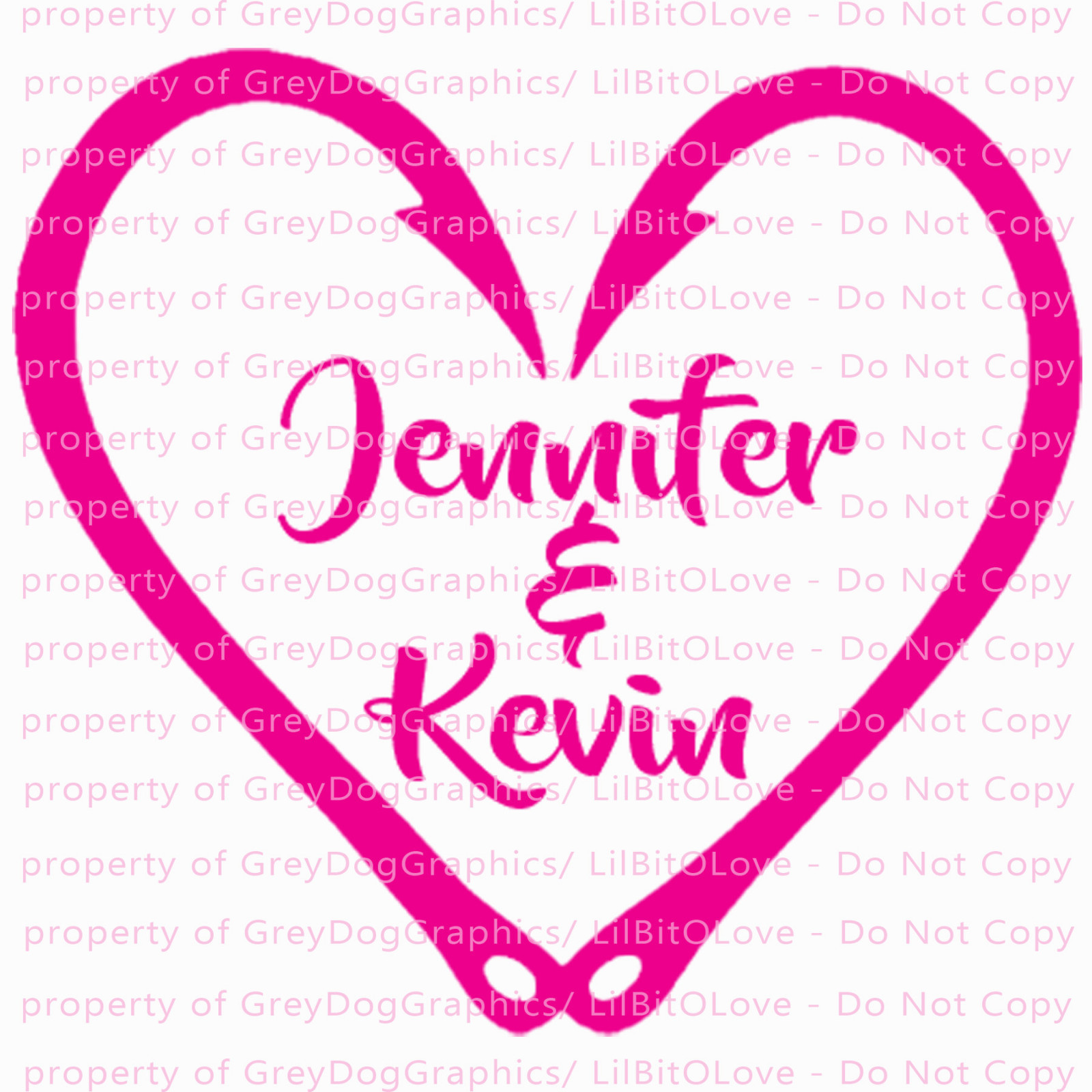Custom Fish Hook Heart Personalized with Couple’s Names Vinyl Decal Sticker