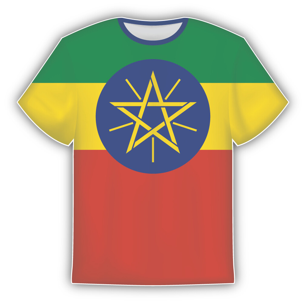 Ethiopia Flag Sticker In The Form Of T Shirt Vinyl Sticker Decal