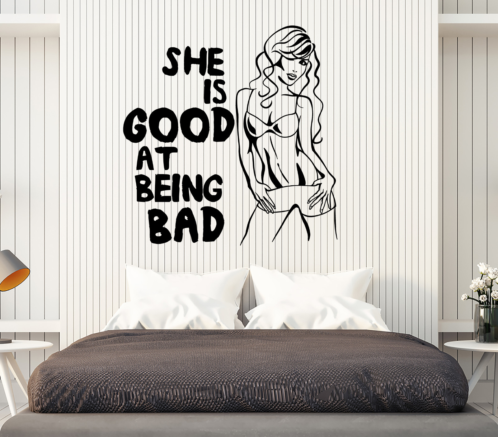 Wall Vinyl Decal Phrase Sexy Girl She is Good at Being Bad Decor z4680