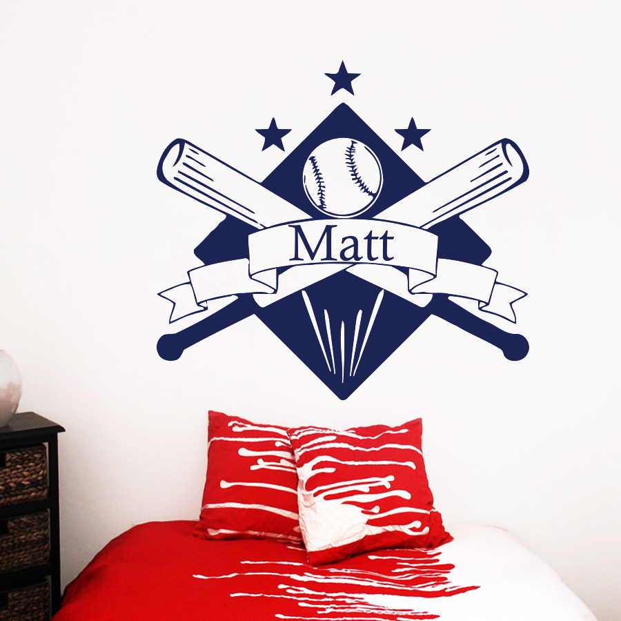 Name Wall Decals Baseball Decal Sport Vinyl Stickers Boys Nursery Decor NA319