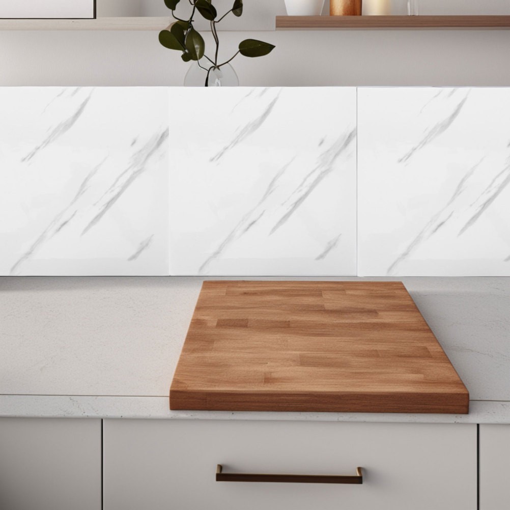 20 Pcs Self Adhesive Peel And Stick Simulated Marble Tiles For Kitchen Walls