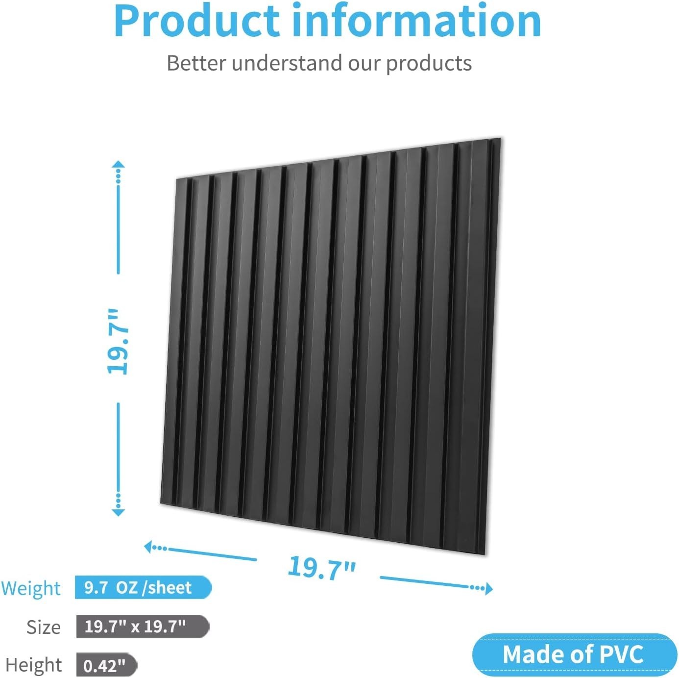 Versatile Black PVC 3D Slat Wall Panel Pack – 12 Tiles, 32 Sq.Ft. Coverage