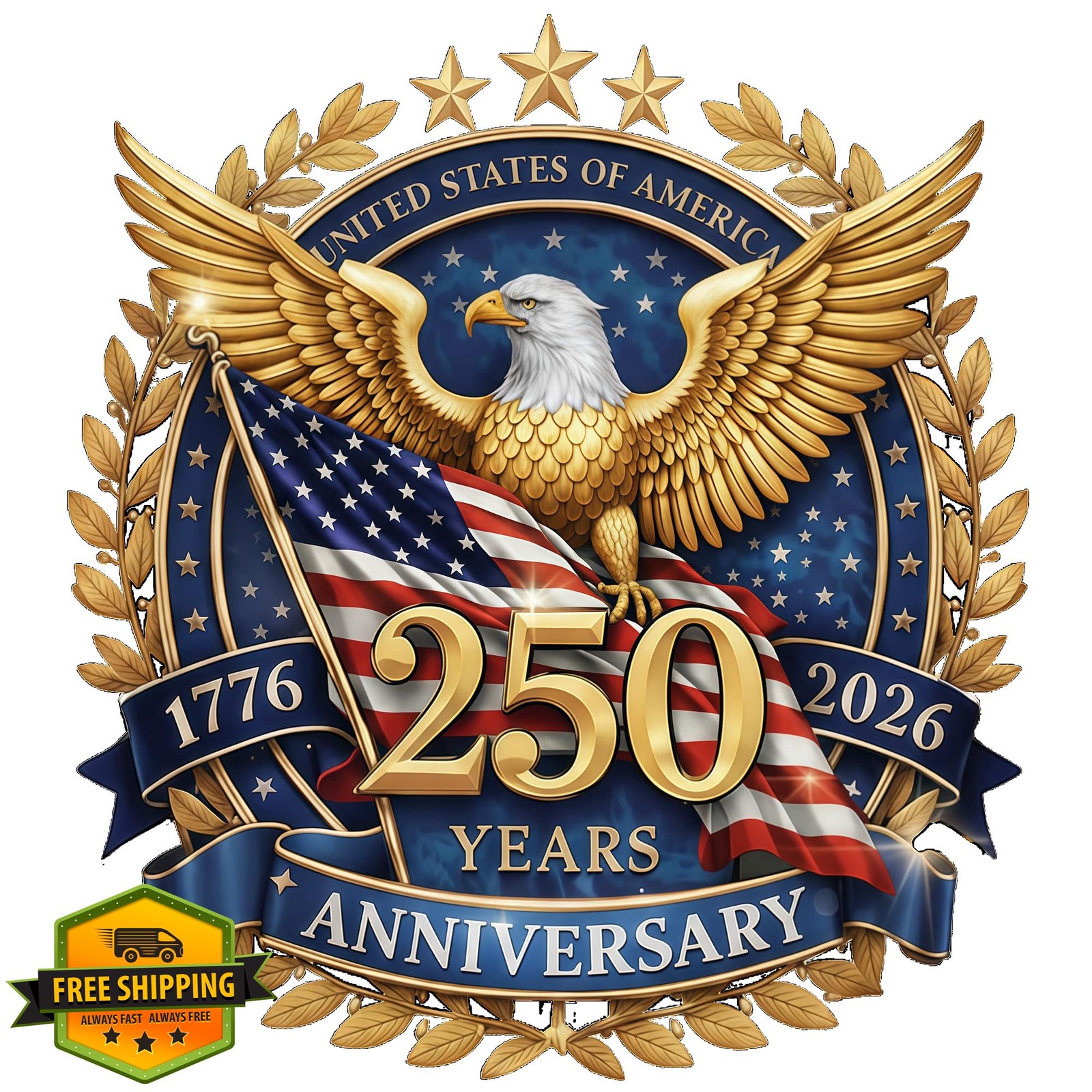 CuddleJunk US 250th Decal Style 01 8 Inch 2PCS