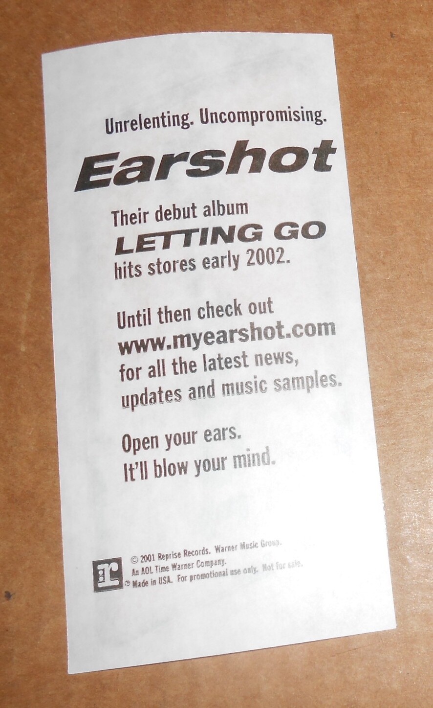 Earshot Letting Go Sticker Promo 5.5×3 Metal (white)