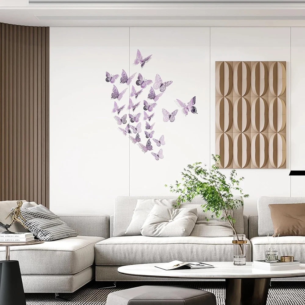 SAOROPEB 48PCS 3D Butterfly Wall Decor, Removable Peel & Stick Decals Party Room