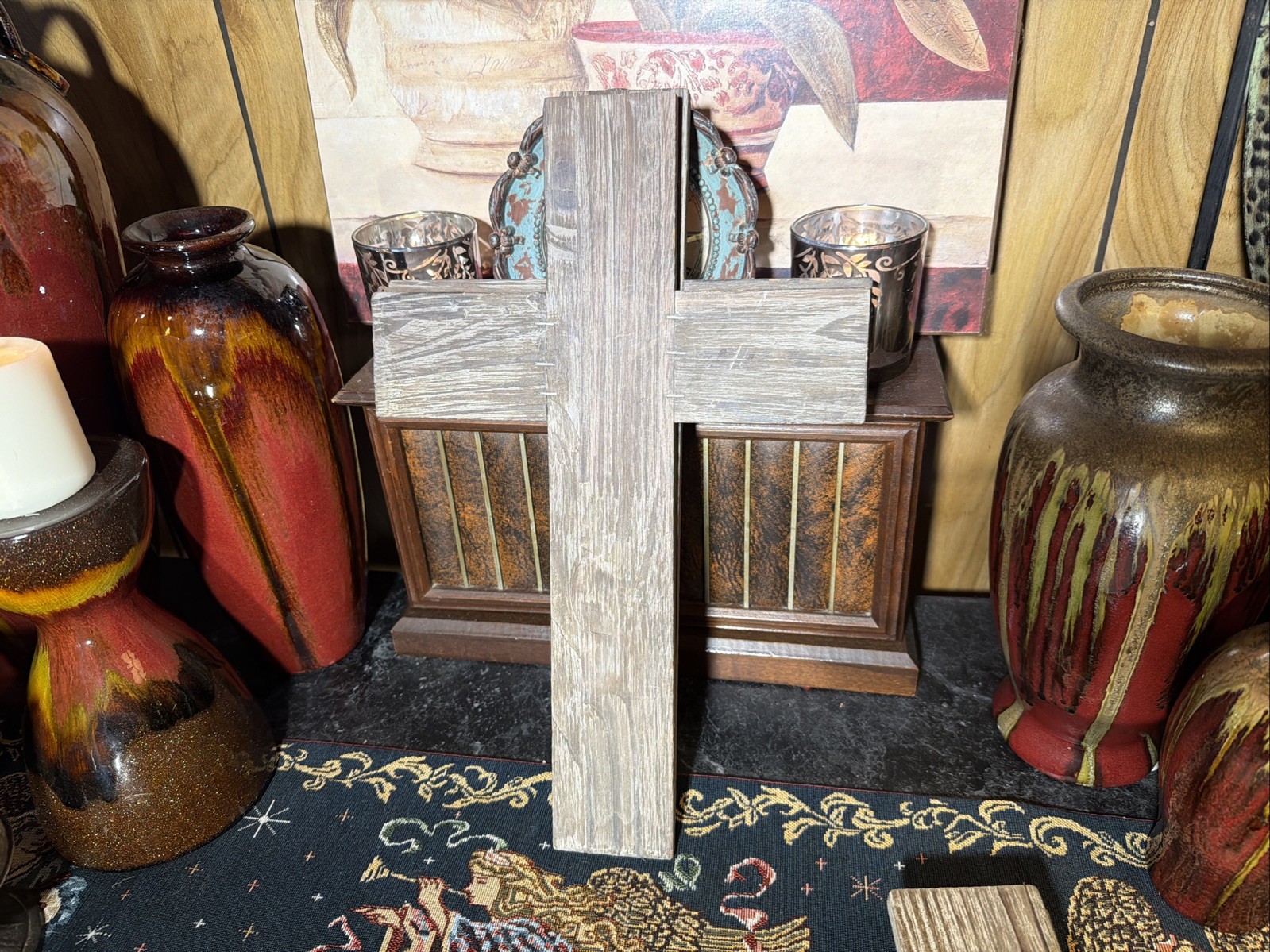 15” Distressed Wooden Cross Wall Hanging Or A DIY Project