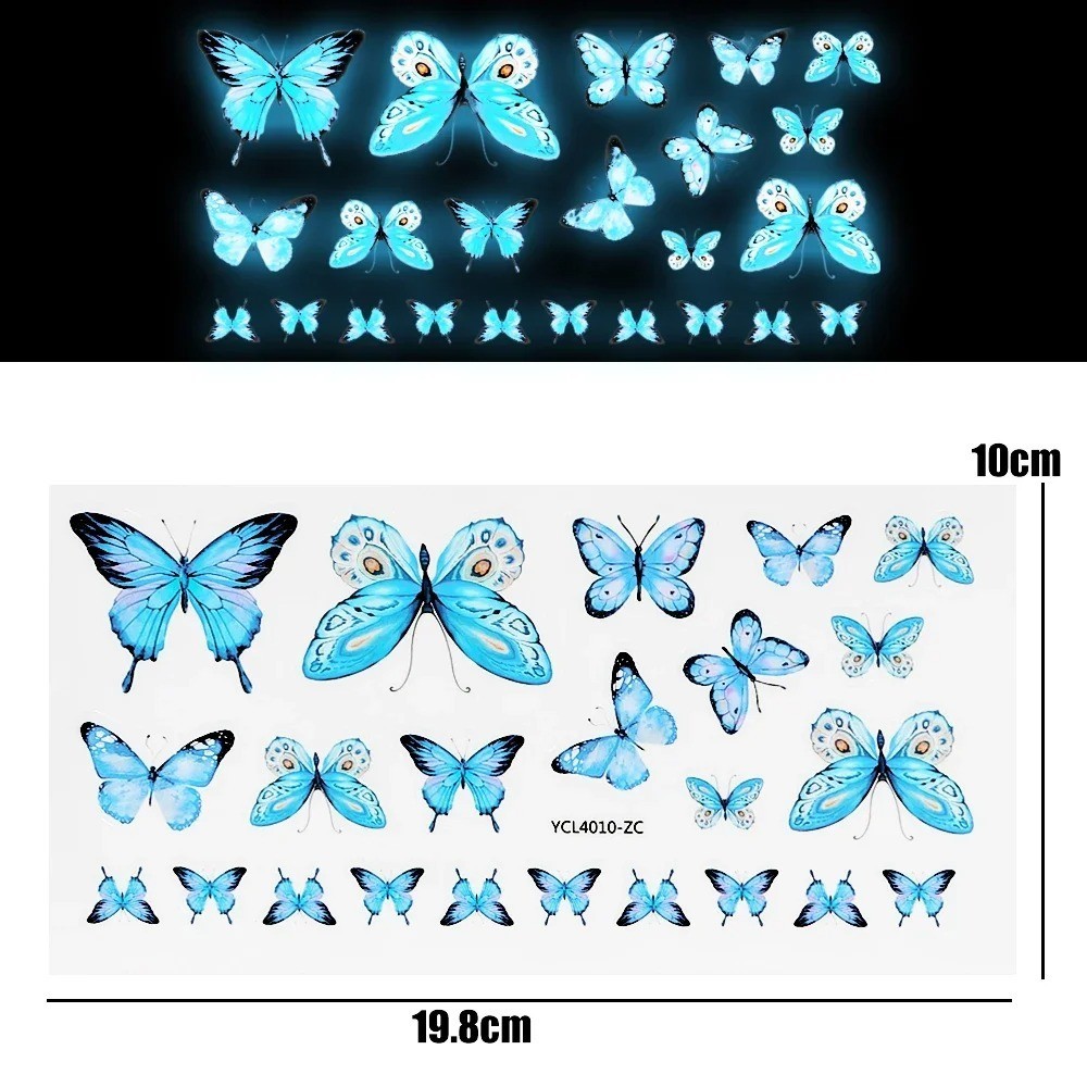 1-10sheets Creative Luminous Wall Sticker Blue Butterfly Wallpaper Living Kids R