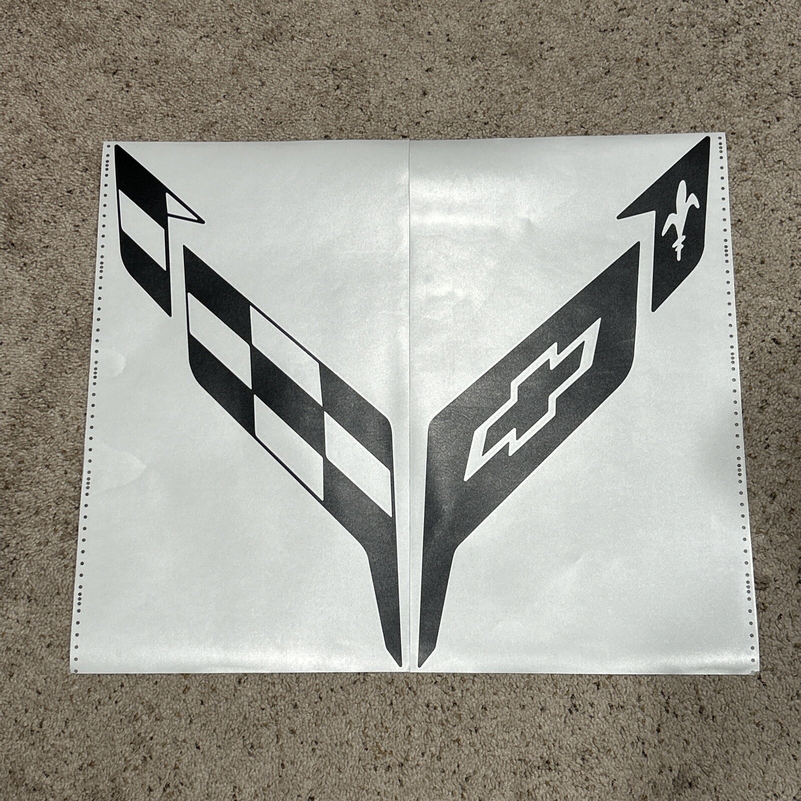 C8 Corvette Crossed Racing Flags Negative Vinyl Decal Sticker for Roof Panel