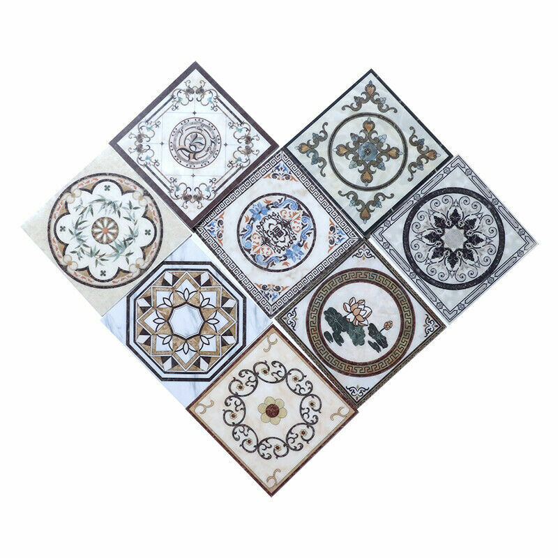 10X Tiles Stickers PVC Floral Self-adhesive Home Wall Floor Decor Square 10cm