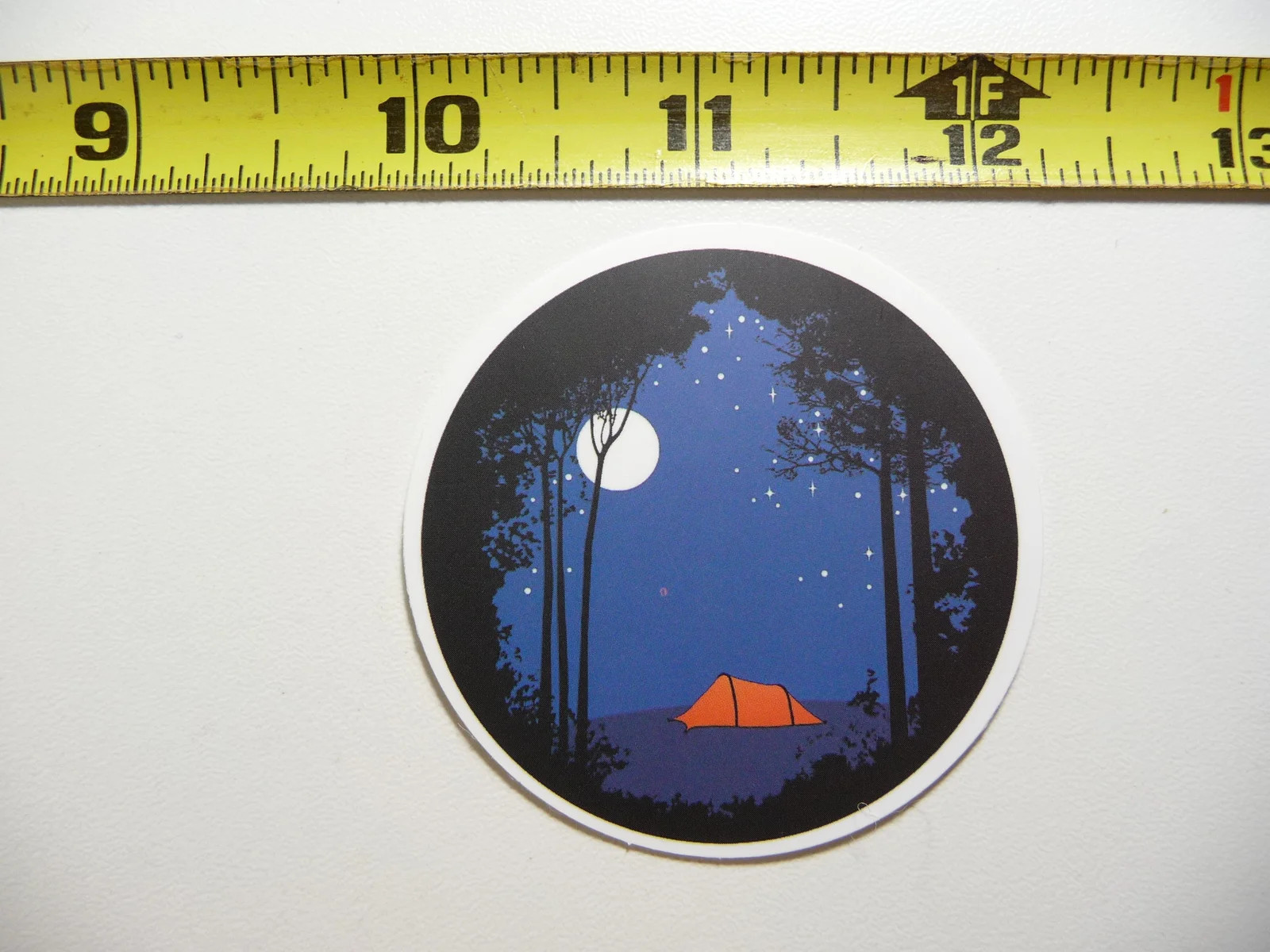 TENT CAMPING UNDER FULL MOON STARS SMALL STICKER DECAL CAMPING TRAVEL VACATION
